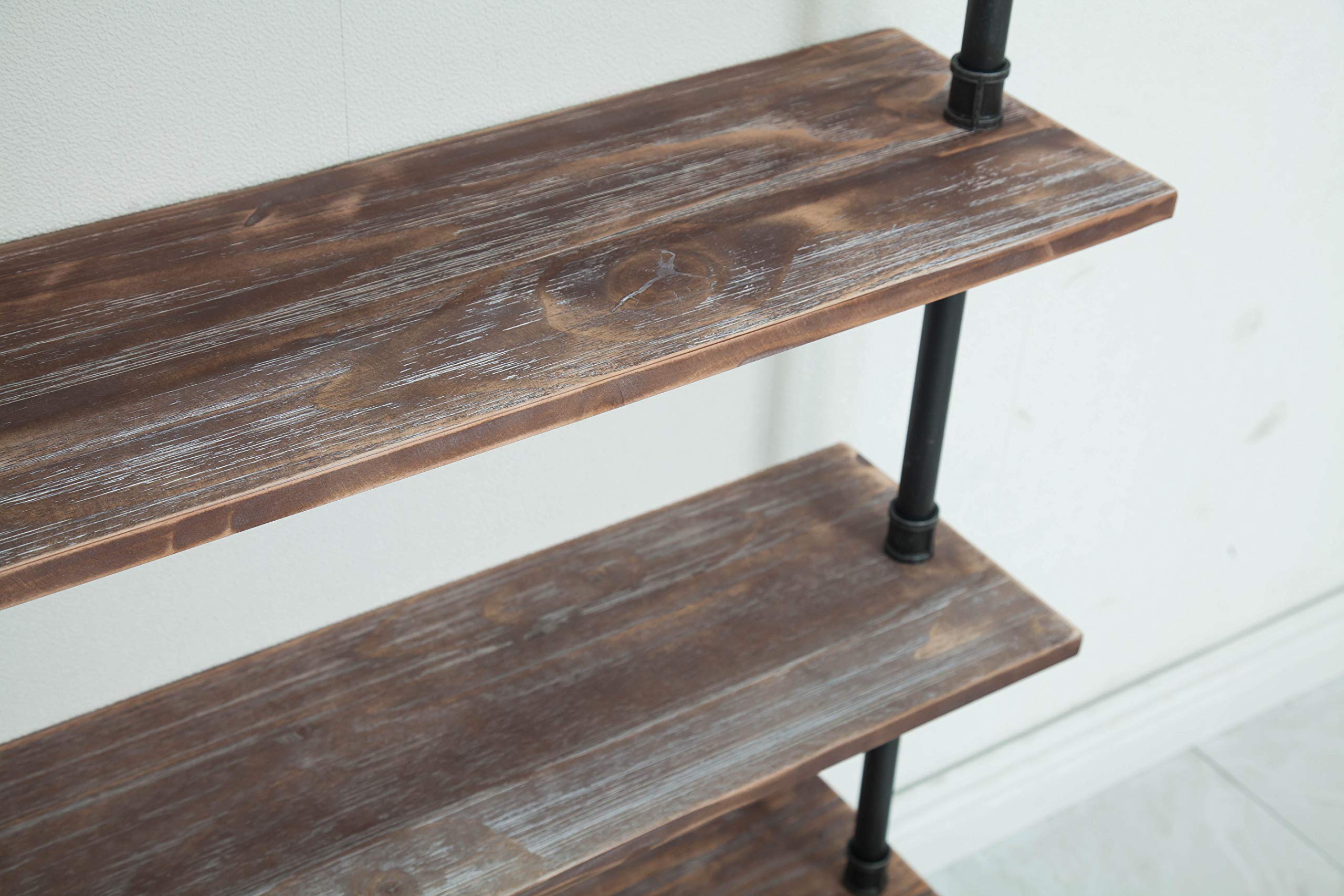 Industrial Pipe Shelves - Rustic Wood Ladder Bookshelf Wall Mounted Shelf for Living Room Decor & Storage (32in, 6 Layers) - Perfect for Home Office, Bedroom, and Kitchen Organization