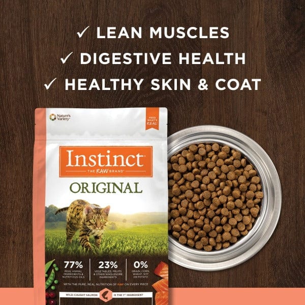Instinct Original Grain-Free Dry Cat Food with Real Salmon - 4.5lb Bag | High Protein Natural Kibble for Adult Cats | Perfect for Indoor & Outdoor Felines