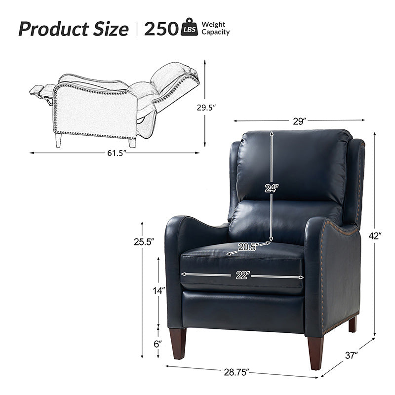 Deliat Genuine Leather Recliner Chair - Premium Comfort for Living Room, Home Theater & Office - Adjustable Footrest & Lumbar Support - Brown PU Leather Sofa for Relaxation & Entertainment