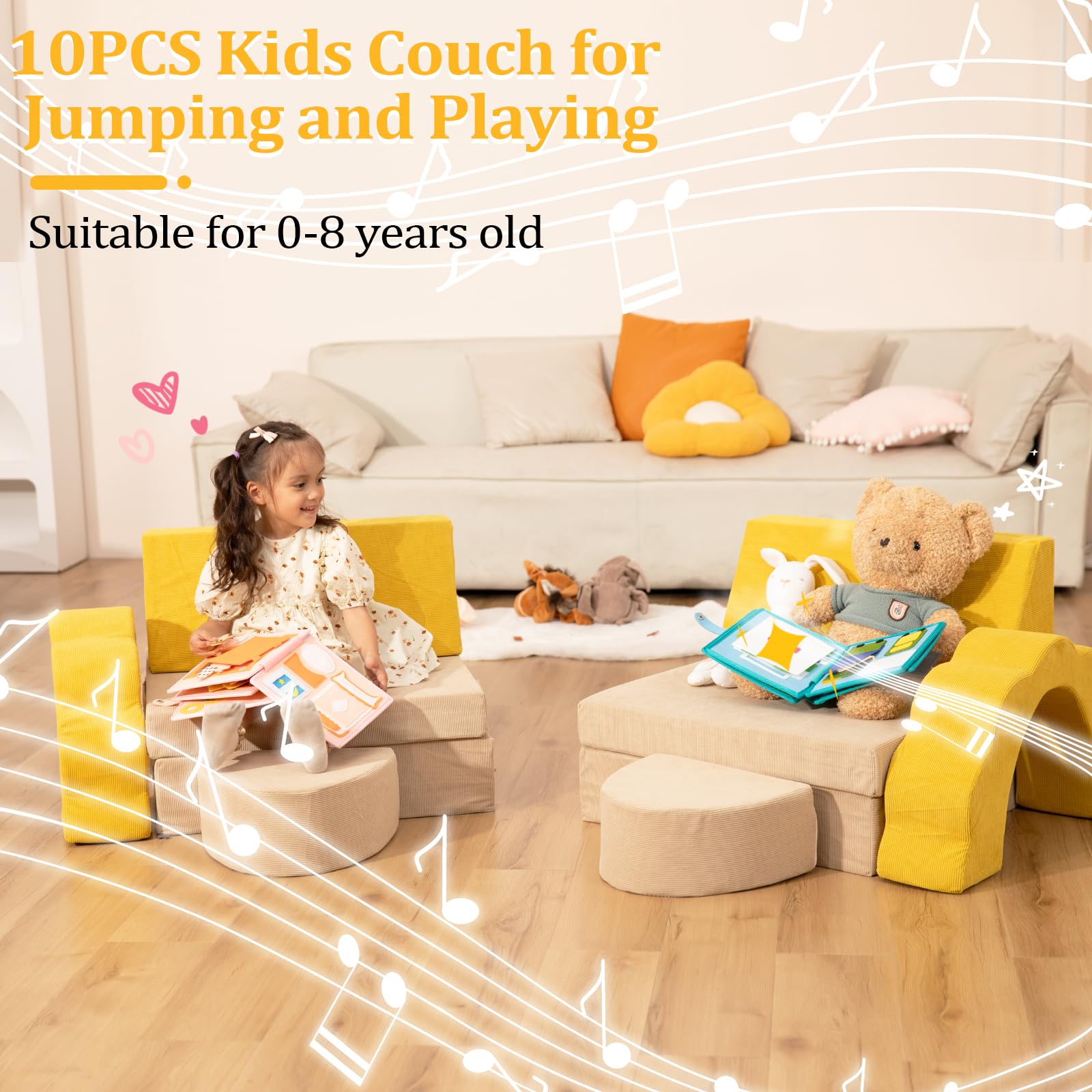 **Modular Kids Play Couch - 10PCS Foam Climbing Playset for Toddlers to Teens | Creative Playroom Sofa for Boys & Girls | Indoor Imaginative Play & Safe Floor Couch**    *(Perfect for playrooms, homeschooling, reading nooks, and cozy movie nights!)*