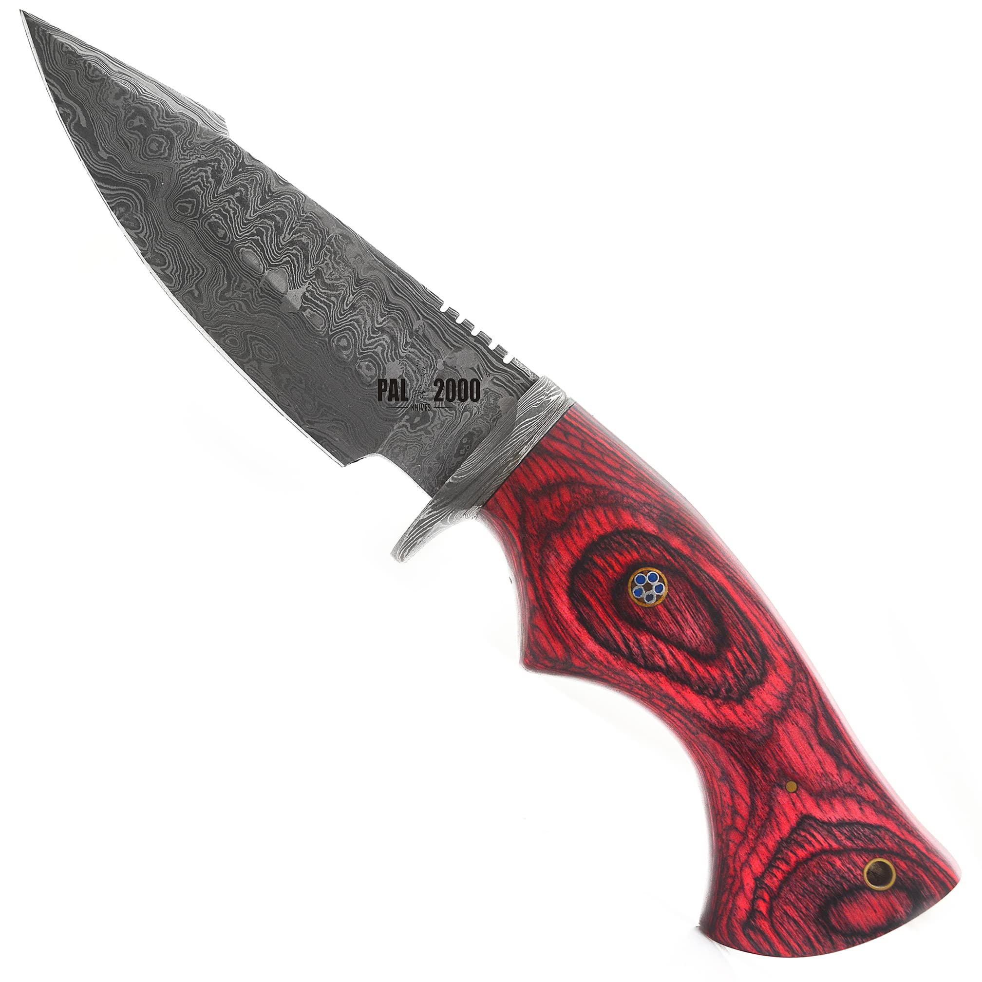 Premium Custom Handmade Damascus Steel 10-Inch Chef Knife with Wood Handle & Leather Sheath - PAL 2000 Series Hunting/Camping/Kitchen Knife - Perfect for Outdoor Adventures & Professional Cooking
