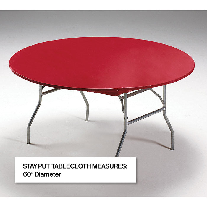 12-Piece Bulk Red Non-Slip Round Table Covers - Perfect for Parties, Weddings, and Events - Durable Plastic Tablecloths for Indoor/Outdoor Use