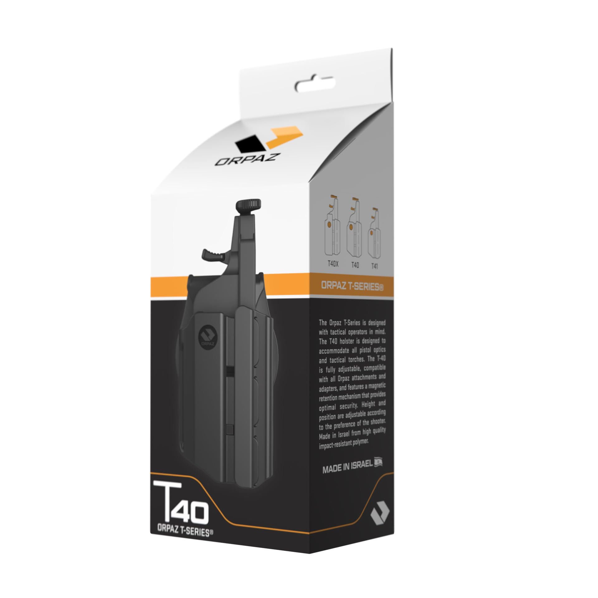 Orpaz T40 Left-Handed Light Bearing Holster - Adjustable Modular Tactical Holster Compatible with Most Pistols, Flashlights, Lasers & Optics | Perfect for Concealed Carry, Duty Use & Range Training