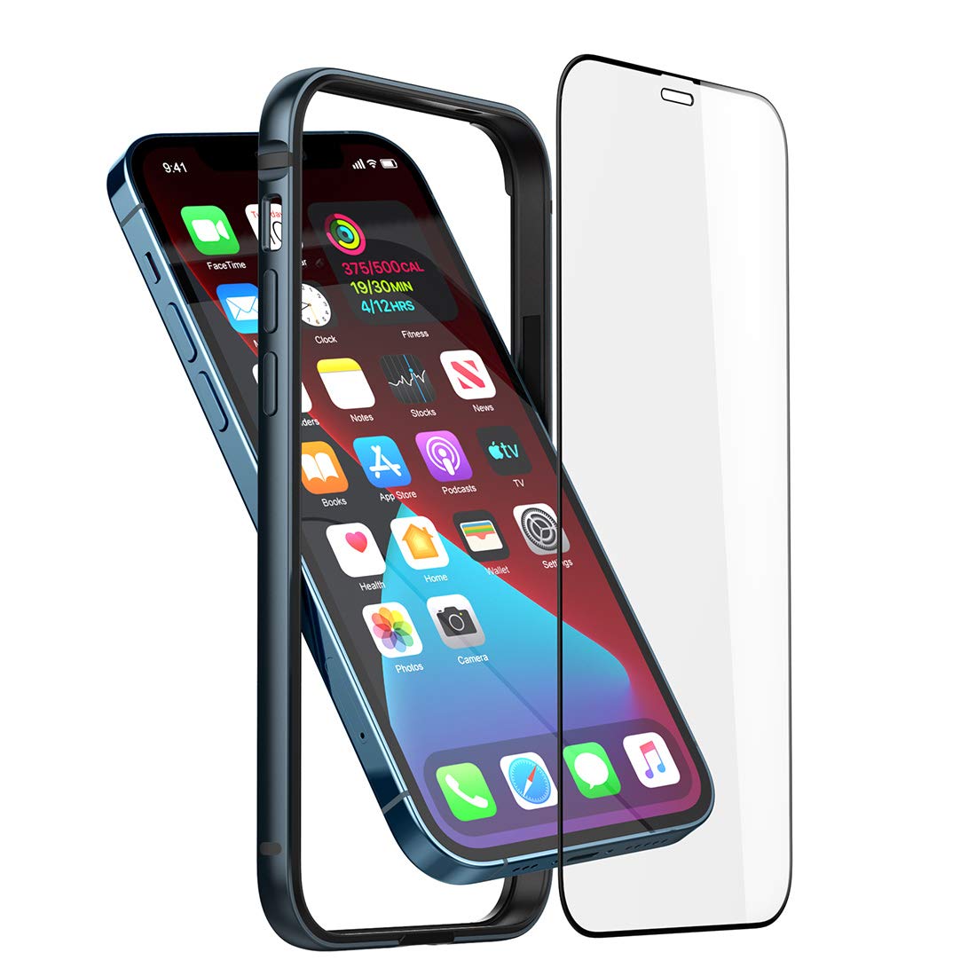 Eastcoo Slim Metal Bumper Case for iPhone 12/12 Pro - Shockproof Protective Cover with Soft TPU Inner Layer | No Signal Interference | Wireless Charging Compatible | Durable & Stylish Blue Design | Perfect for Daily Use, Work & Outdoor Activities