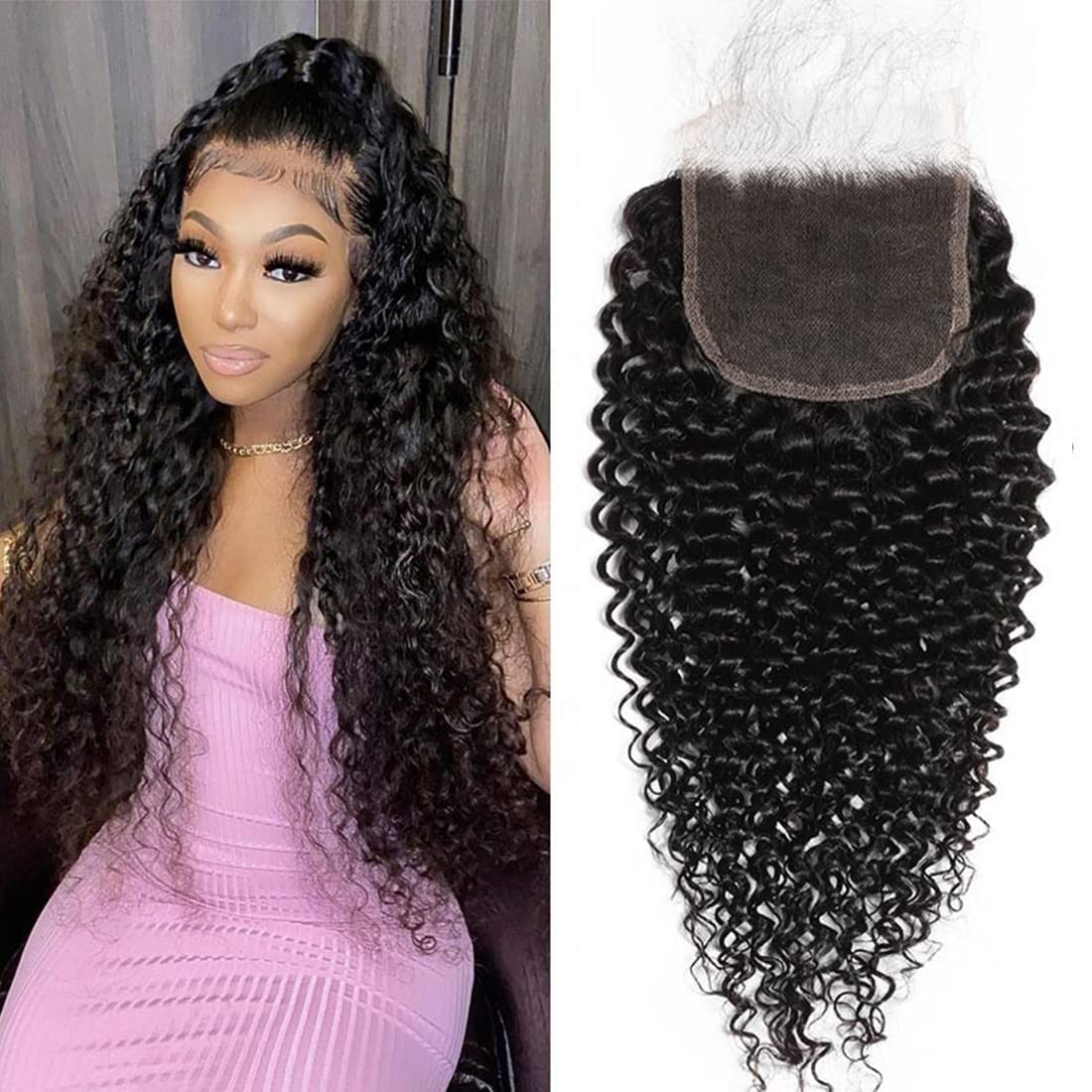 Beauty Forever 5x5 HD Lace Closure - 14 Inch Brazilian Virgin Human Hair with Jerry Curly Texture, Pre-Plucked Hairline & Baby Hair for Natural Look | Perfect for Protective Styles, Weave Installations & Everyday Wear