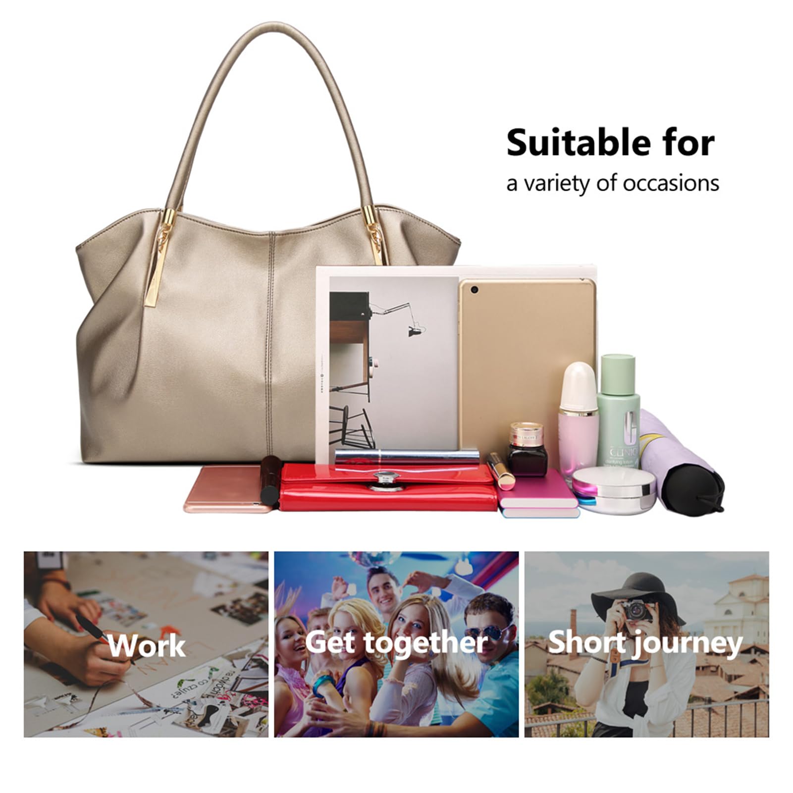 Forestfish Genuine PU Leather Women's Tote Bag - Stylish Shoulder Handbag Purse for Ladies - Perfect for Work, Travel & Everyday Use