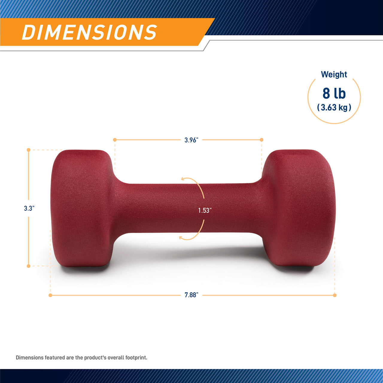 Marcy 8lb Neoprene Dumbbell Set - Premium Home Gym Equipment for Strength Training, Weight Lifting & Fitness - Perfect for Home Workouts, CrossFit & Muscle Building