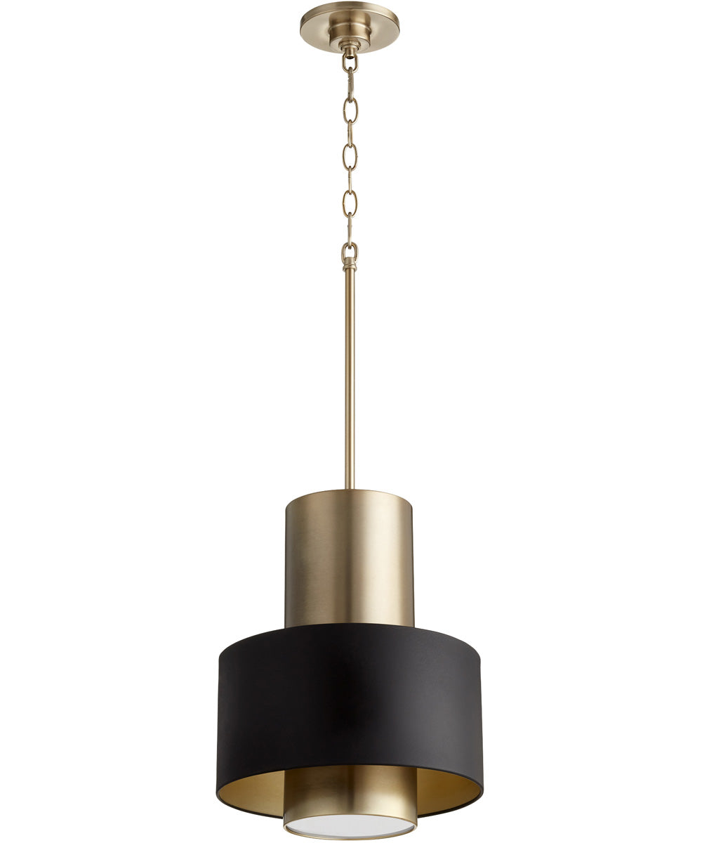 12W Single Light Black Pendant Lamp with Aged Brass Finish - Perfect for Kitchen Island, Dining Room, or Entryway Lighting