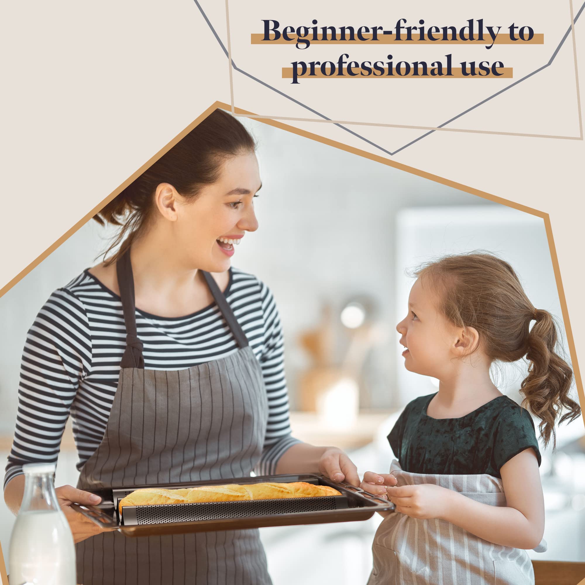 Non-Stick Perforated Baguette Baking Pan - French Bread Loaf Tray for 3 Perfect Baguettes - Premium Baking Supplies for Home & Professional Bakers - Ideal for French Bread, Sandwiches & Dinner Rolls