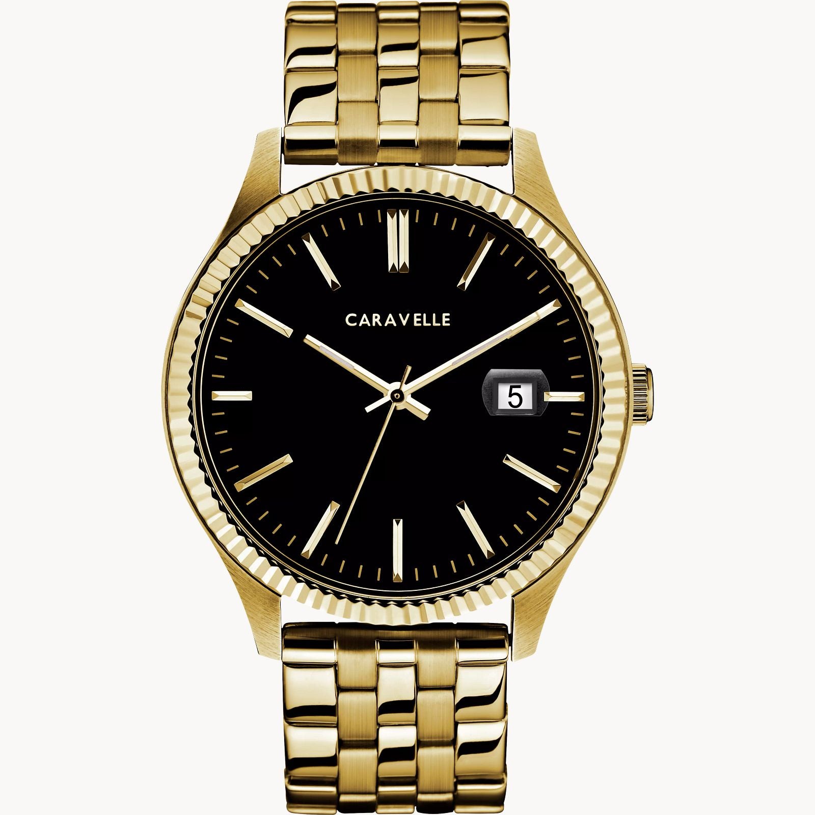 Bulova 44B121 Men's Dress Watch - Gold Stainless Steel Strap, Water Resistant, Luxury Timepiece for Business, Formal Events & Gifts
