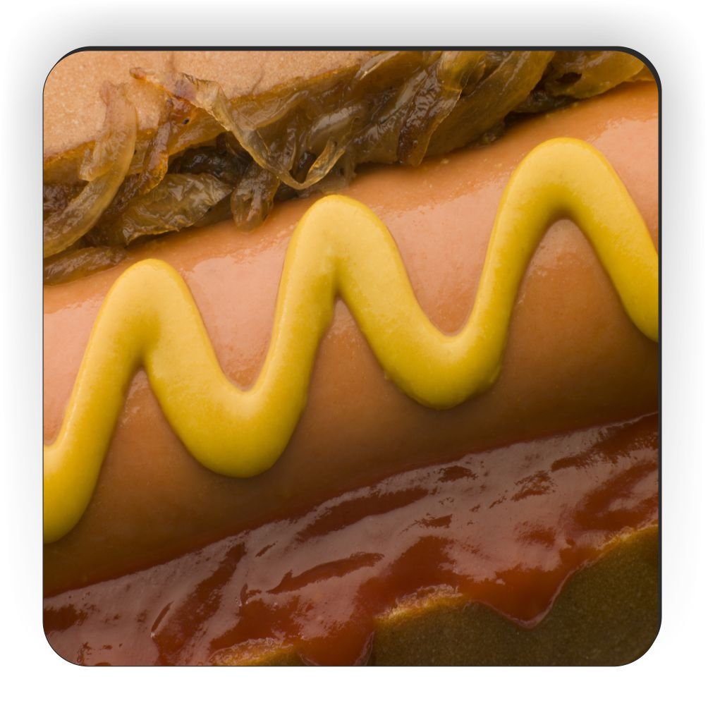 Vintage Hot Dog with Fried Onions Design - Square Refrigerator Magnet for Kitchen Decor, Office, or Dorm Room - Perfect for Food Lovers and Gift Giving