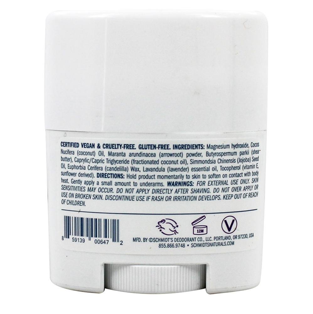 Schmidt's Natural Lavender Deodorant Stick for Sensitive Skin - Travel Size 0.7 oz (19.8g) | Aluminum-Free, Vegan & Cruelty-Free | Perfect for Gym, Travel & Daily Freshness