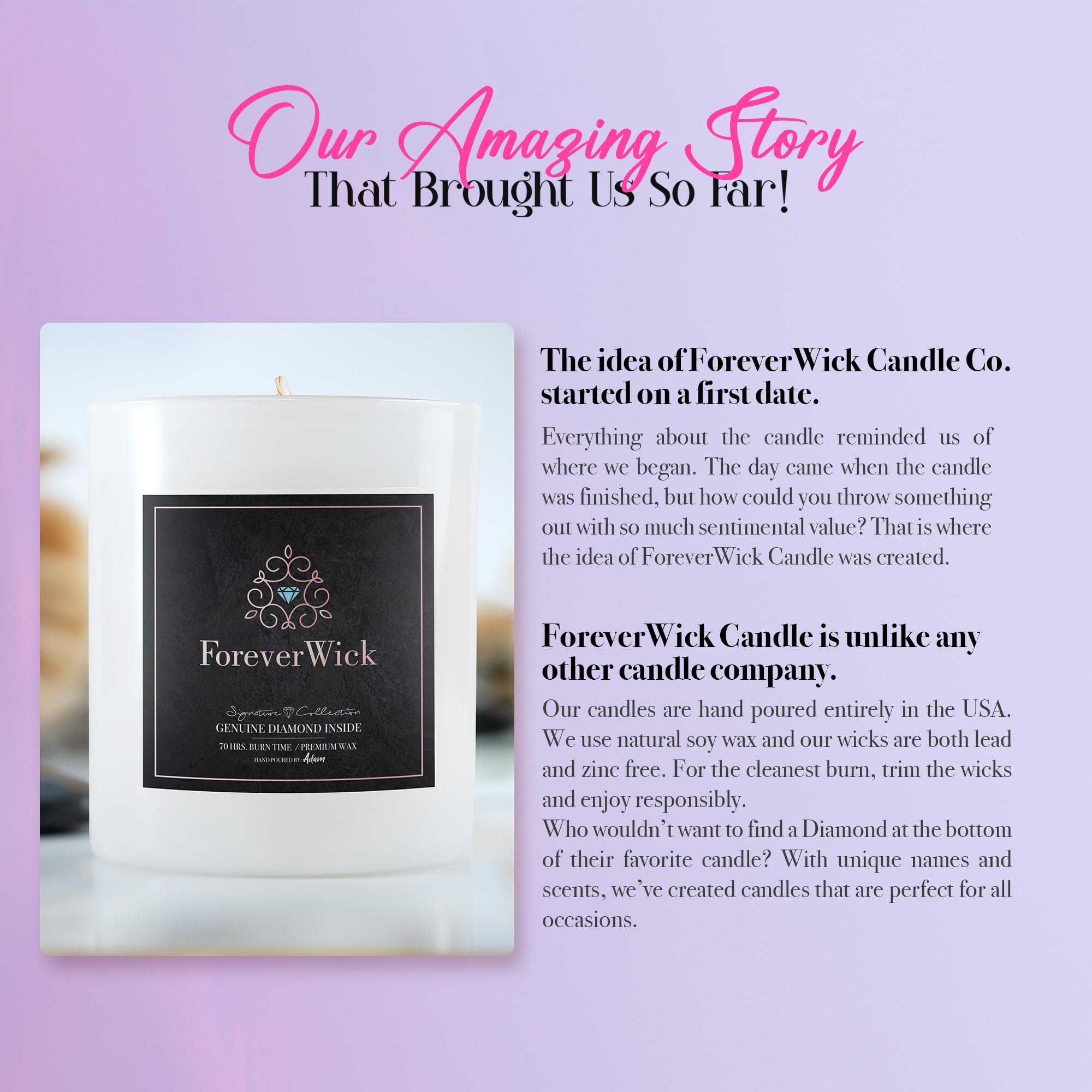 ForeverWick Surprise Candle with Real Diamond Inside - 14oz Scented Soy Candle Gift for Women, Anniversary & Romantic Occasions | All-Natural Organic Wax, 70-Hour Burn Time | Perfect for Birthday Gifts, Valentine's Day & Home Decor