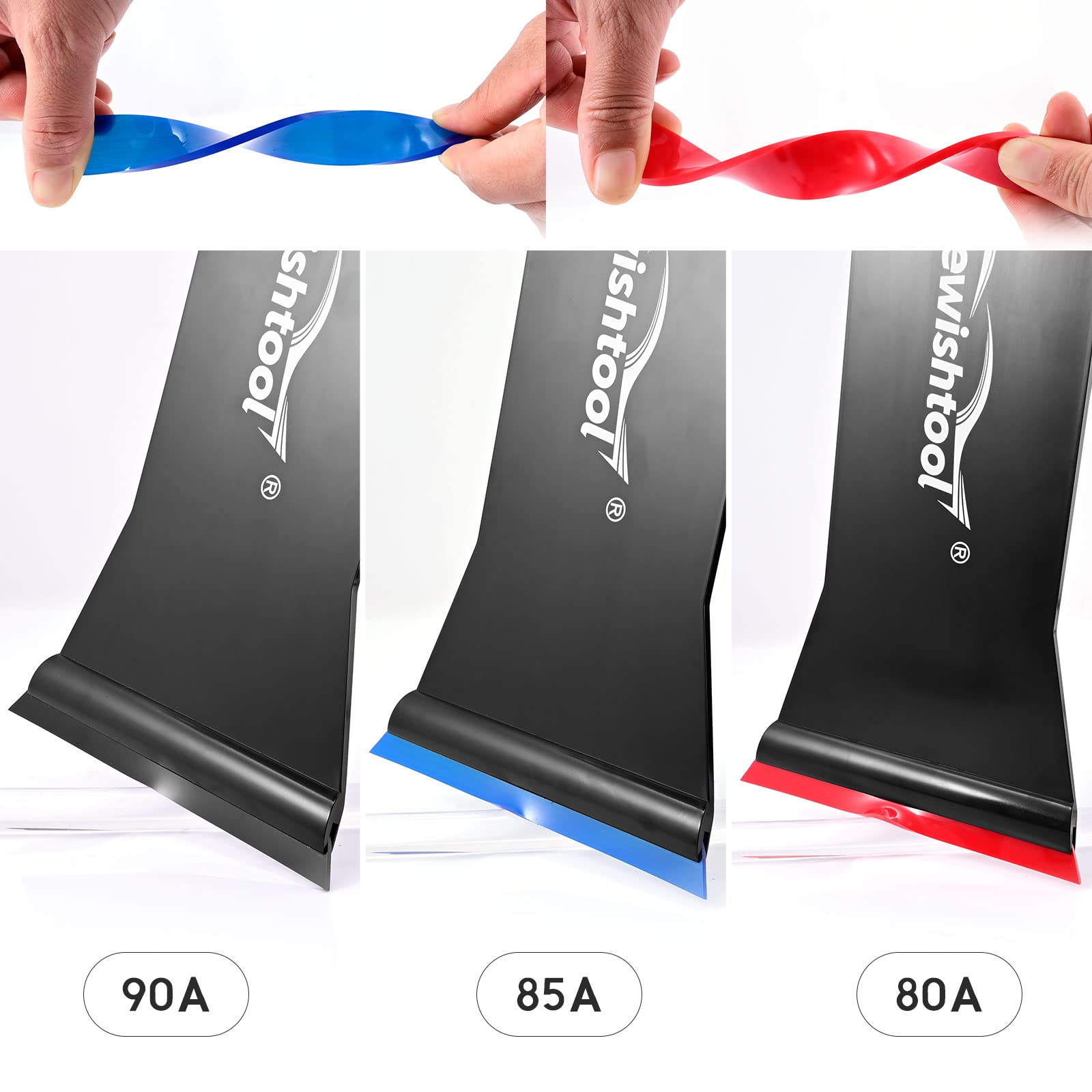 NEWISHTOOL Bulldozer Squeegee Kit - 3 Pack with Replaceable Blades for Auto Window Tinting | Long Handle Rubber Squeegee for Front & Rear Glass Film Application | Perfect for Car, Home & Office Window Tint Installation