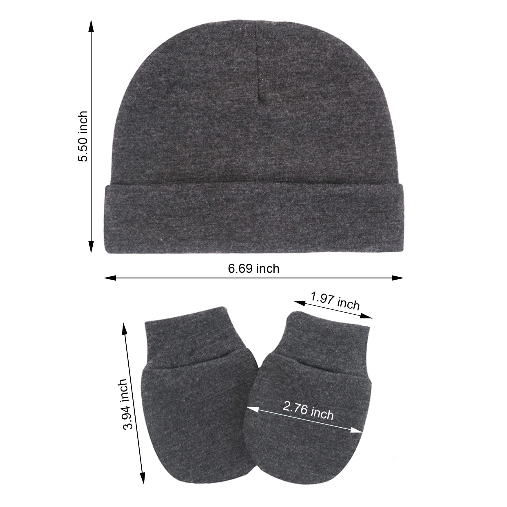 Baby Hats with Scratch Mittens Set - Soft Unisex Newborn Beanie Caps for Boys & Girls - Perfect for Hospital, Winter & Photoshoots