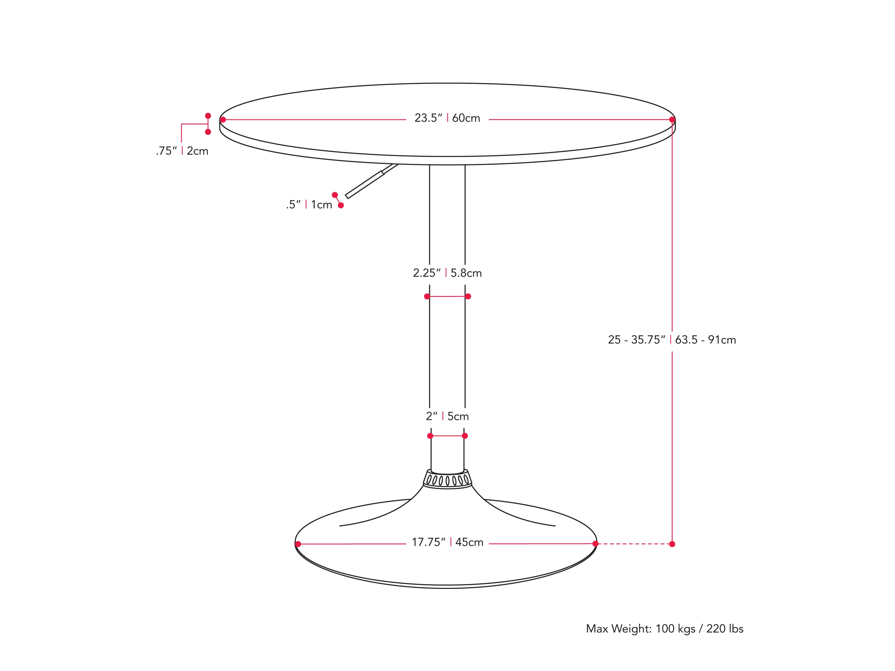 Adjustable Height Black Bar Table - Modern Counter Height Table for Kitchen, Dining Room, or Home Bar - Perfect for Entertaining & Small Spaces