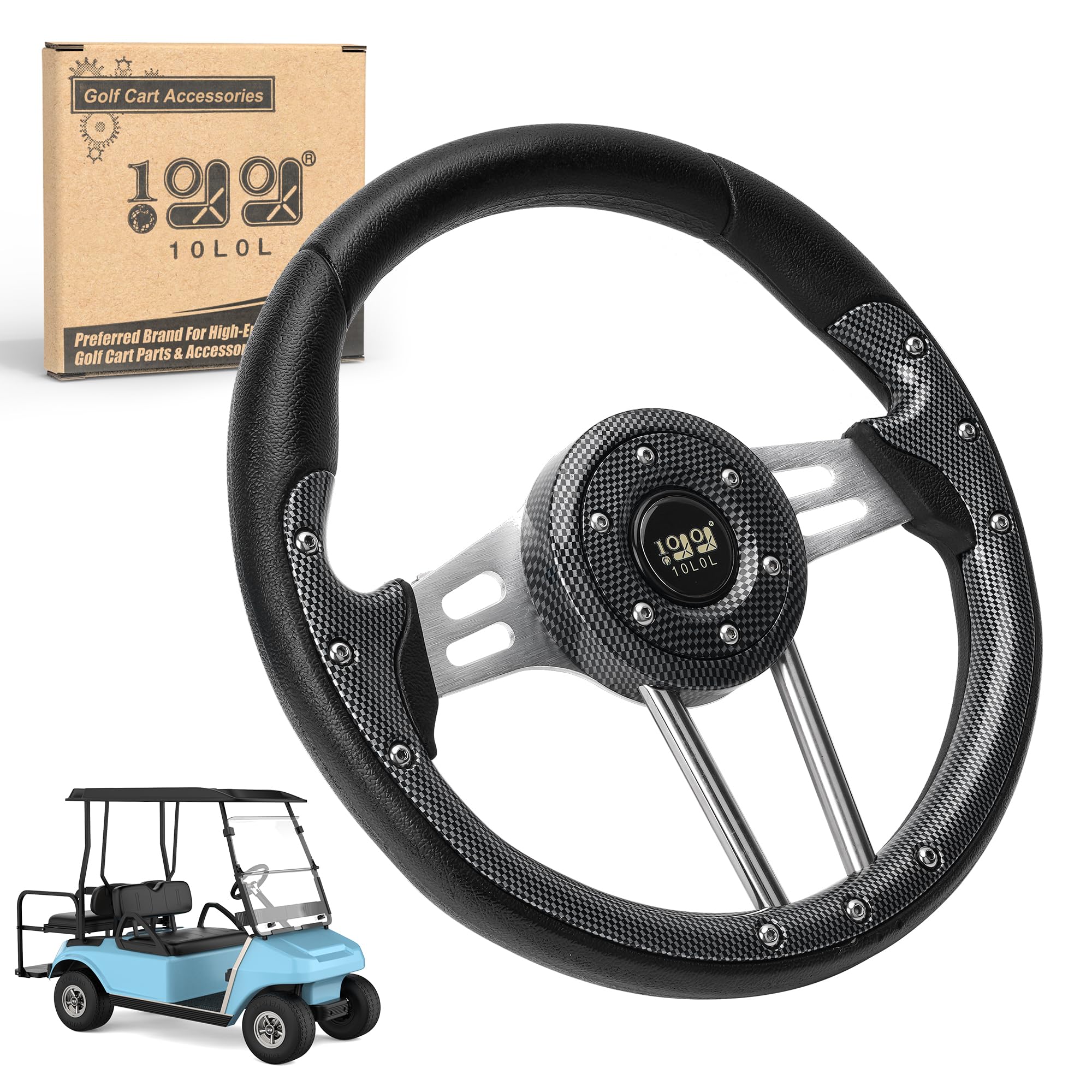 Universal 10L0L Golf Cart Steering Wheel - Fits Yamaha EZGO RXV & TXT, Club Car DS, Precedent & Tempo Models - Durable Replacement for Golf Course & Neighborhood Use
