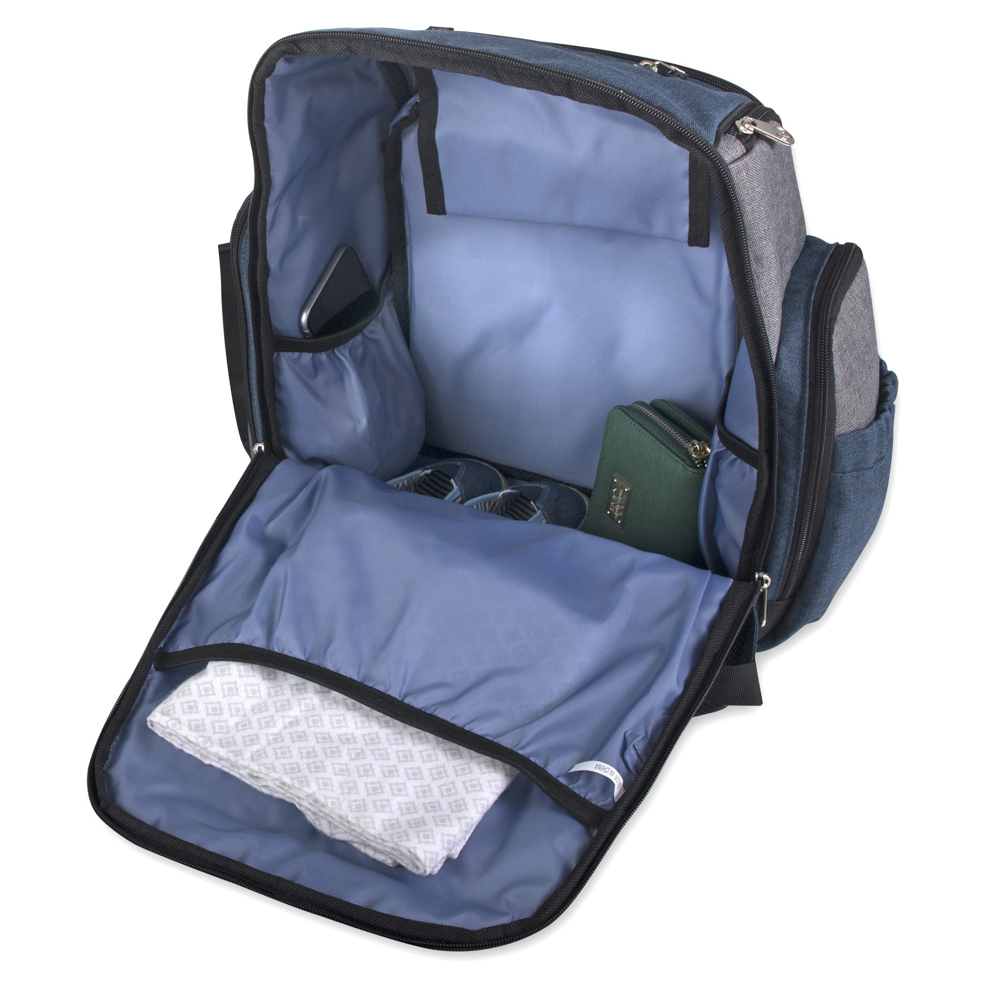 Fisher-Price Fastfinder 3-Piece Diaper Bag Backpack for Parents - Waterproof Baby Changing Bag with Insulated Bottle Pockets & Wipe Dispenser | Perfect for Daycare, Travel & On-the-Go Parenting