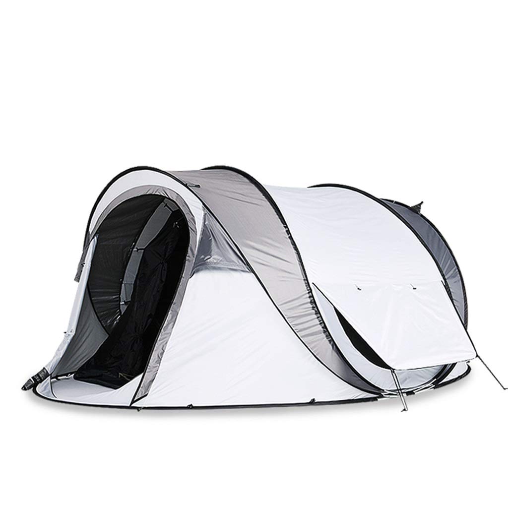 Dzwyc 4-Person Automatic Pop-Up Camping Tent - Large Family Tent with Easy Setup, Mesh Windows, Waterproof & UV Protection - Perfect for Backpacking, Beach Trips, and Outdoor Adventures (Grey)