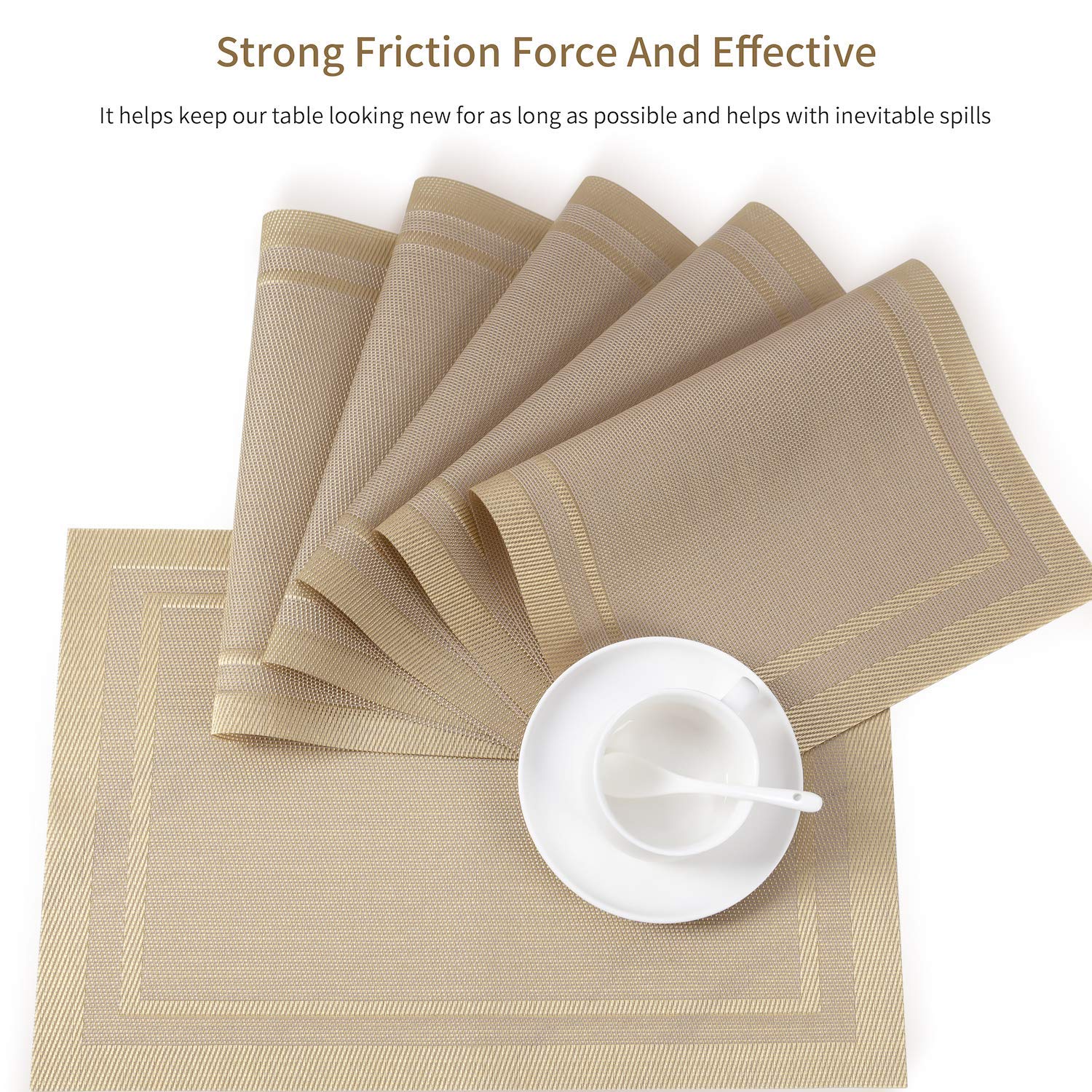 Premium SENDAY Placemats Set of 6 - Heat & Stain Resistant PVC Table Mats with Anti-Skid Backing - Durable Washable Vinyl Woven Placemats for Kitchen Dining Table - Perfect for Daily Meals, Dinner Parties & Holiday Gatherings