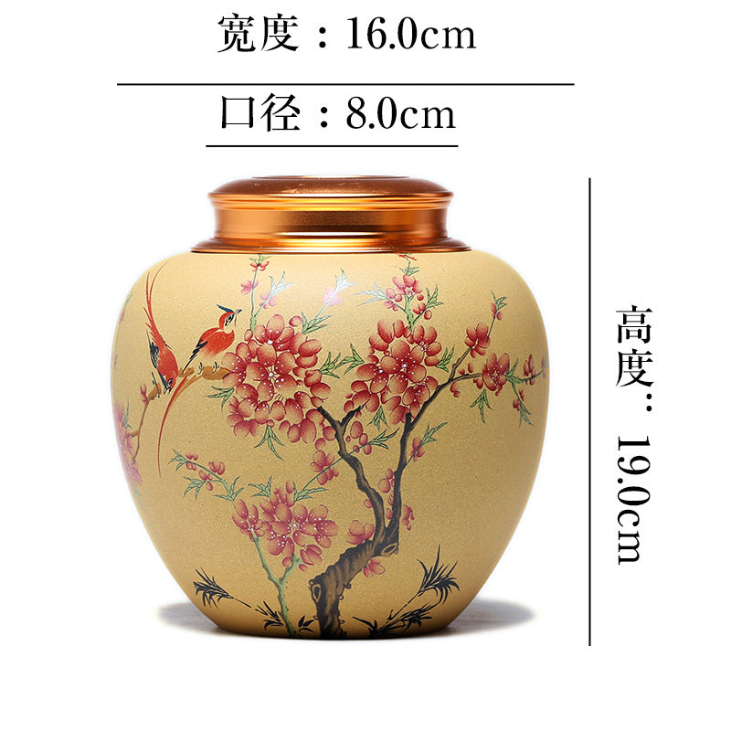 Premium Yixing Zisha Tea Caddy - Medium Size (Holds 500g Loose Leaf Tea) | Airtight Clay Storage Container for Pu-erh, Oolong & Black Tea | Perfect for Home, Office & Tea Ceremony Use