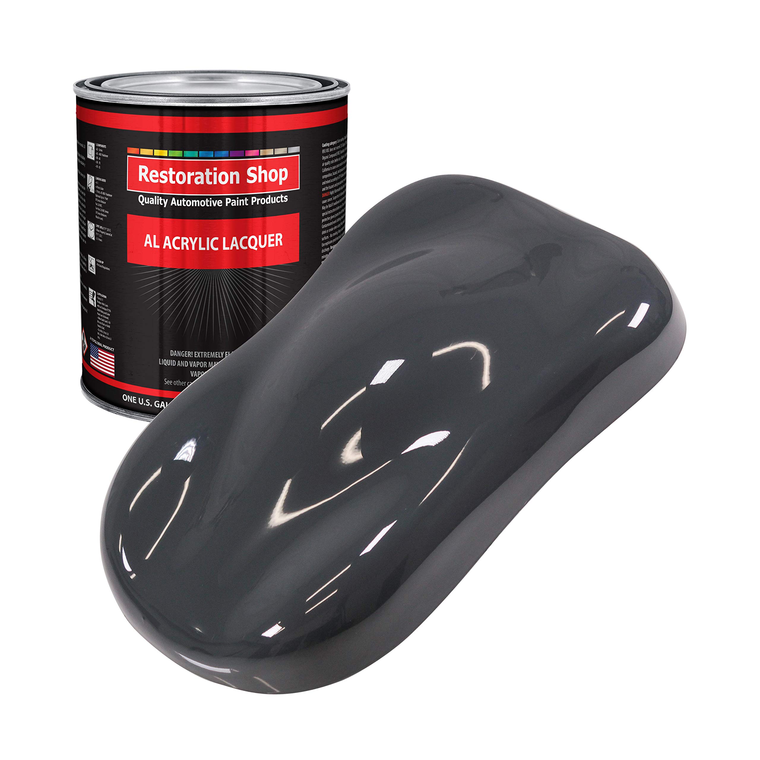 Restoration Shop - Professional Machinery Gray Acrylic Lacquer Auto Paint (1 Gallon) - High Gloss Automotive Refinish Coating for Cars, Trucks, Guitars & Furniture - Perfect for DIY Projects, Vehicle Restoration & Custom Paint Jobs