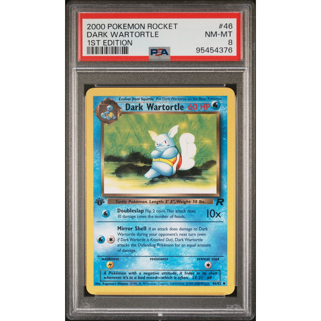 2000 Pokemon Rocket 1st Edition Dark Wartortle 46/82 PSA 8 Graded Card - Rare Collectible for Trading Card Game (TCG) Enthusiasts & Pokemon Fans - Perfect for Display, Investment, and Battles