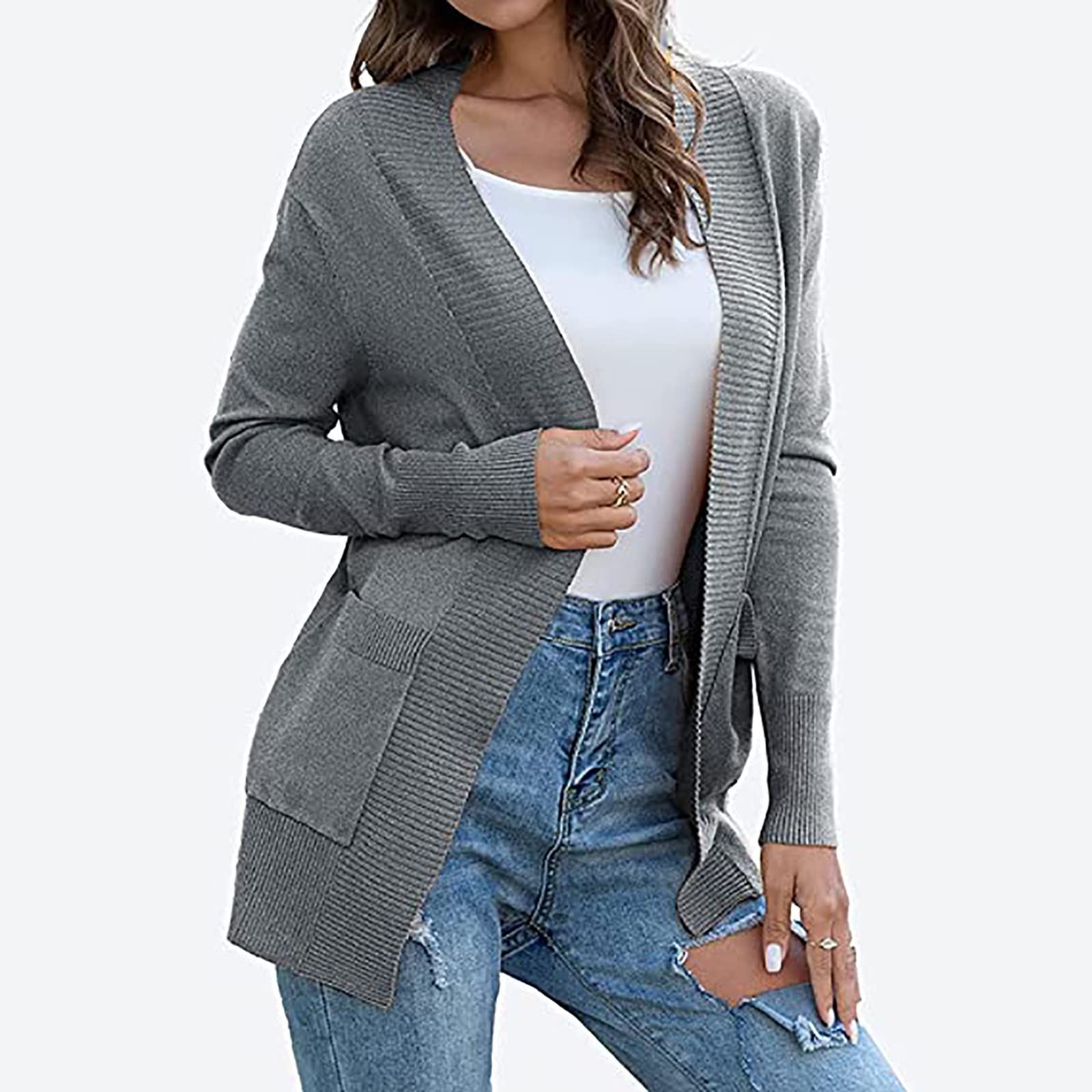 Women's Cable Knit Cardigan Sweater - Soft Waffle Knit Open Front Coat, Warm Shawl Wrap Kimono Tunic Top for Fall & Winter | Casual Outfits, Office Wear, Layering Piece