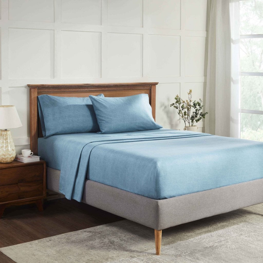 Premium Melange Flannel Cotton Two-Toned Brushed Deep Pocket Sheet Set - Ultra Soft & Cozy for Winter Nights, Perfect for Bedroom Comfort & Warmth