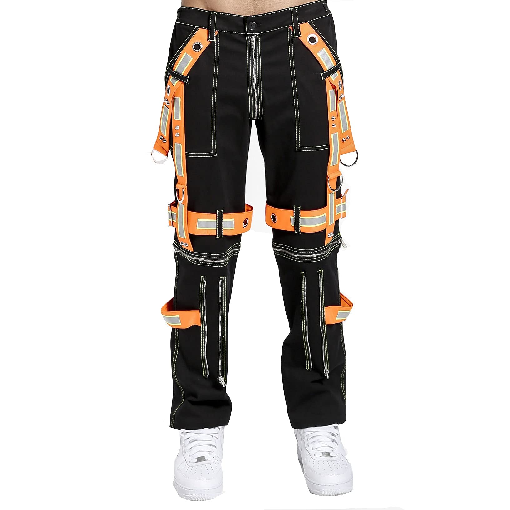 Premium Gothic Punk Rock Pants for Men - Reflective Bondage Style Emo Trousers & Shorts | Perfect for Concerts, Halloween, and Alternative Fashion