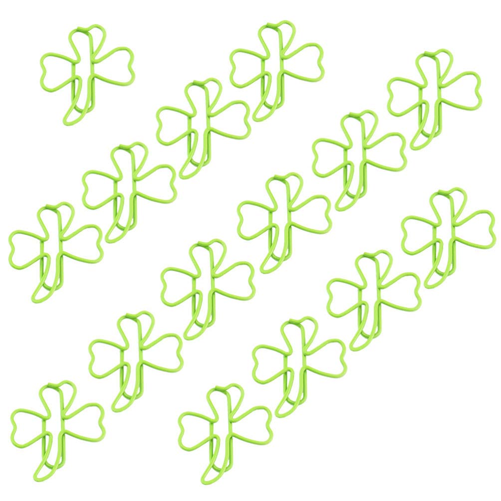 PRETYZOOM 45pcs Clover Shape Paper Clips - Green Shamrock Paper Clips for Office, School, Home Organization - Perfect for St. Patrick's Day Decor, Scrapbooking & Document Filing