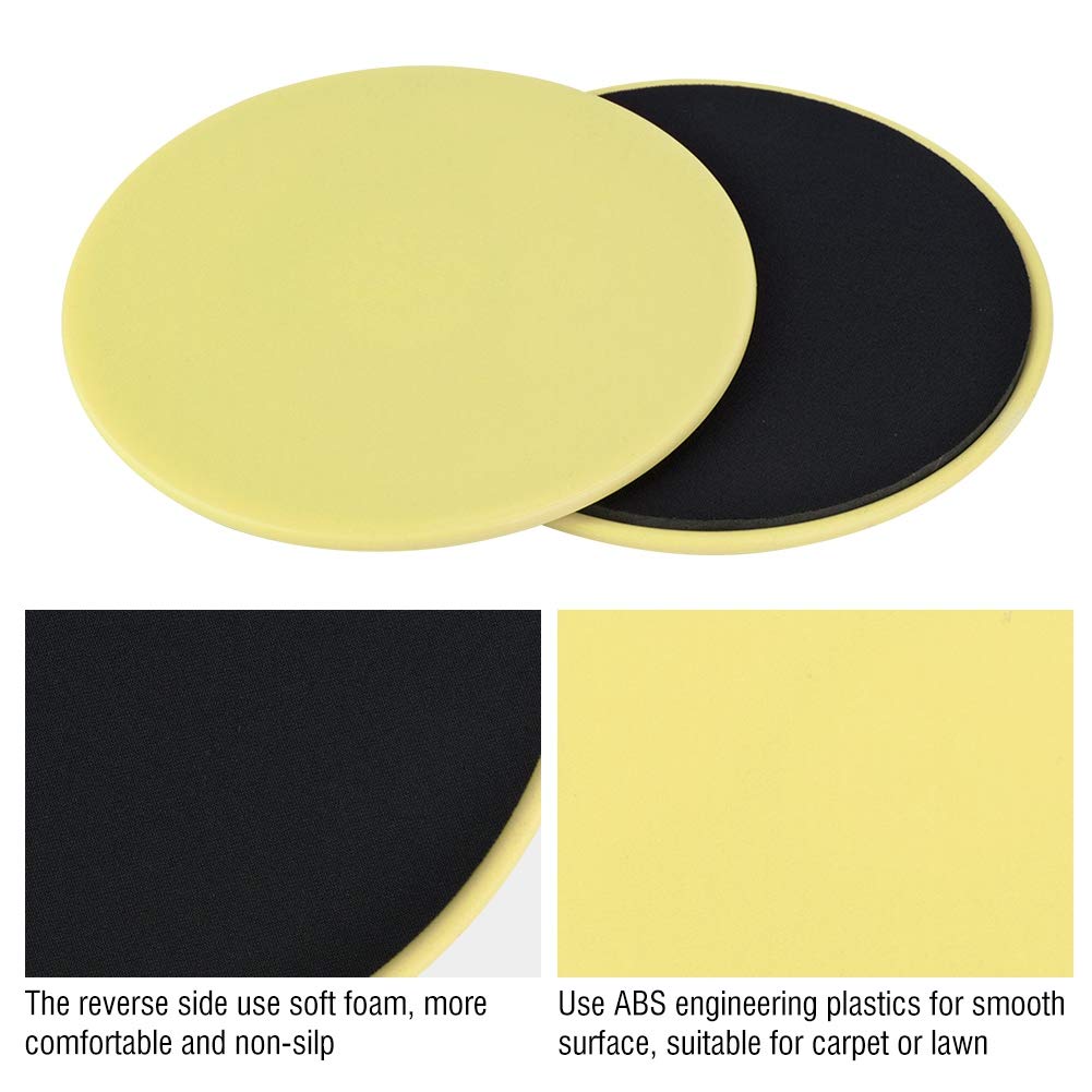 2-Pack Yellow Gliding Discs for Fitness - Core Sliders for Gym, Home, Yoga & Pilates Workouts | Perfect for Floor Exercises, Strength Training & Low-Impact Cardio
