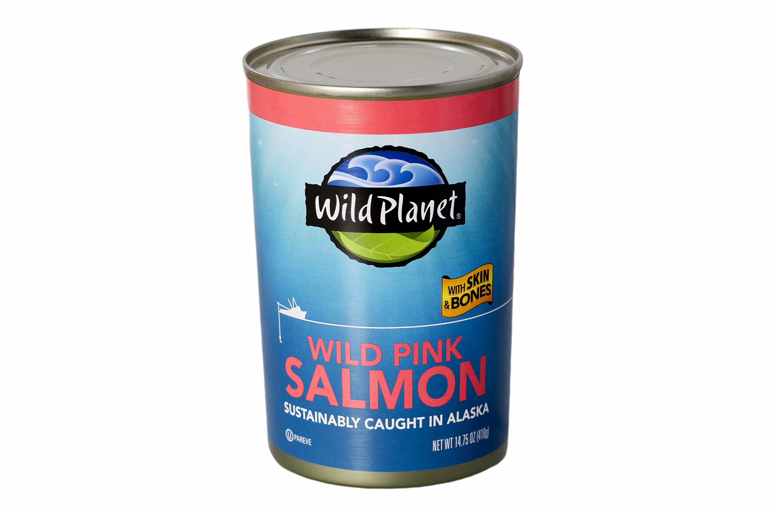 Wild Planet Wild Pink Salmon with Skin & Bones - Sustainably Caught, Non-GMO, Kosher, Gluten Free - Keto & Paleo Friendly Canned Salmon - 14.75oz (Pack of 12) - Perfect for Salads, Sandwiches, and Healthy Meal Prep