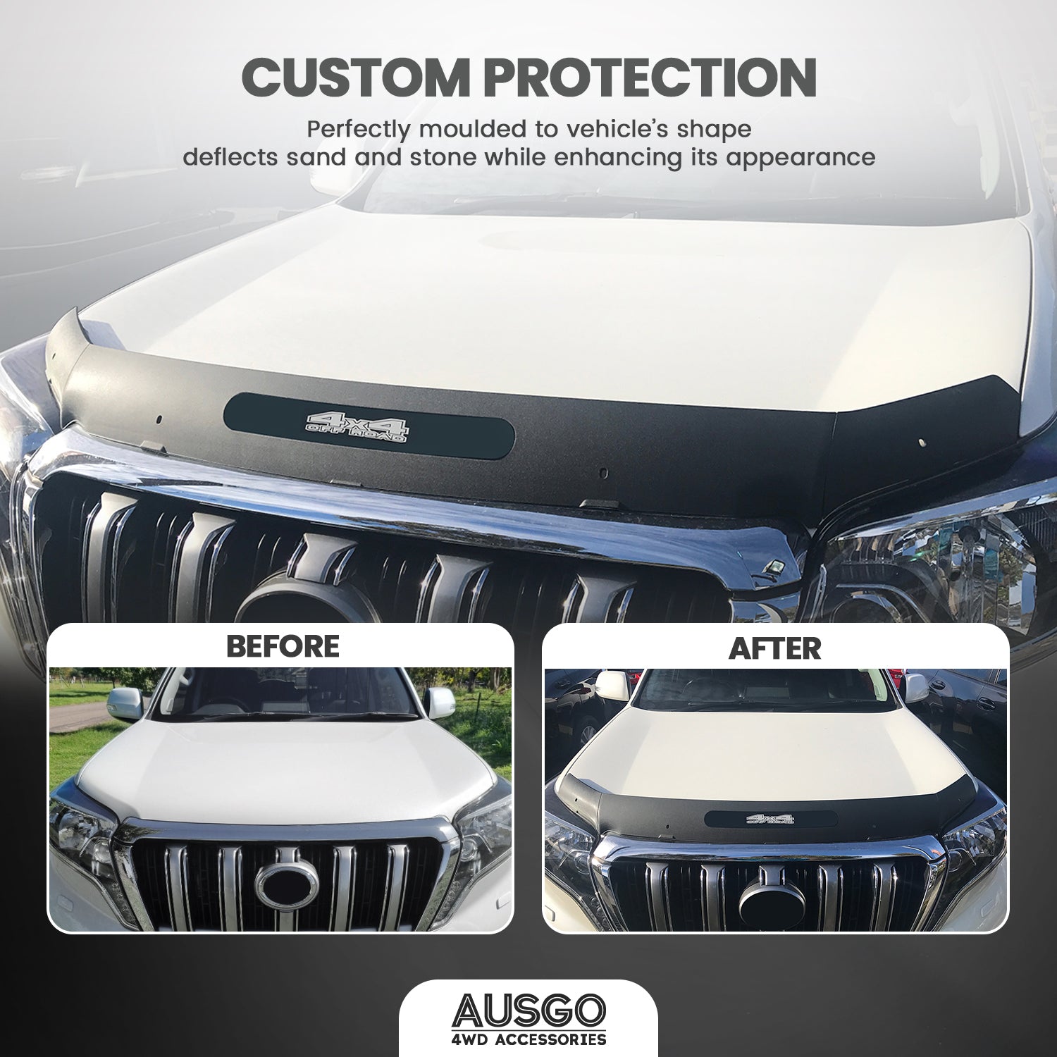 Toyota Land Cruiser Prado 150 Weather Shields & Bonnet Protector (2013-2017) - Durable Car Accessories for All-Weather Protection & Off-Road Adventures