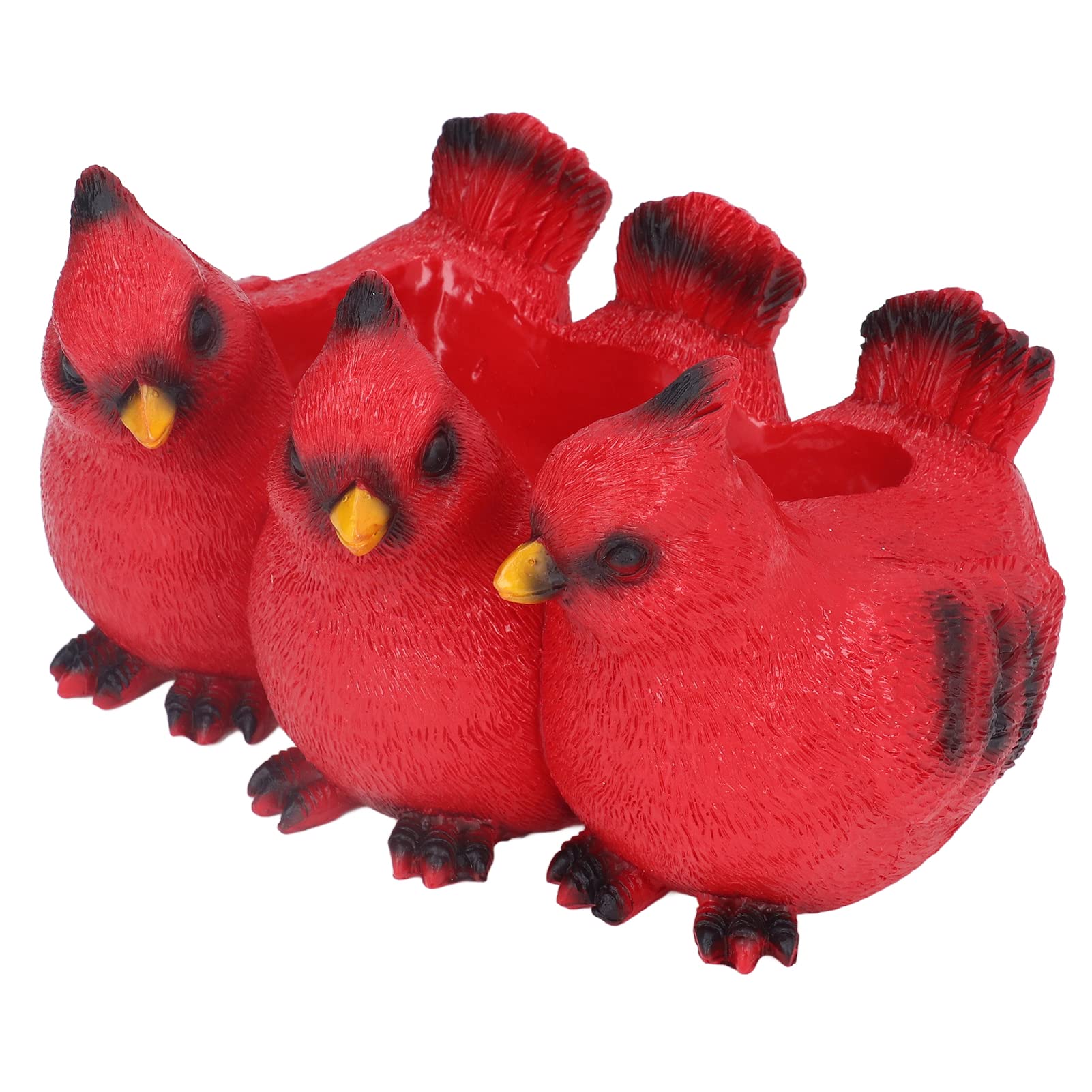 Lifelike Resin Red Bird Statues Organizer - Set of 3 Small Decorative Bird Sculptures for Garden, Patio & Balcony | Outdoor Decor & Bird-Themed Home Accessories | Perfect for Nature-Inspired Landscaping and Seasonal Display