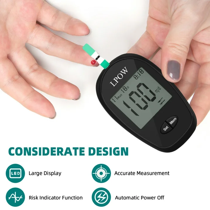 LPOW Blood Sugar Test Strips - 100 Count, Compatible with LPOW Blood Glucose Monitor - Accurate Diabetes Testing for Home Use & Travel