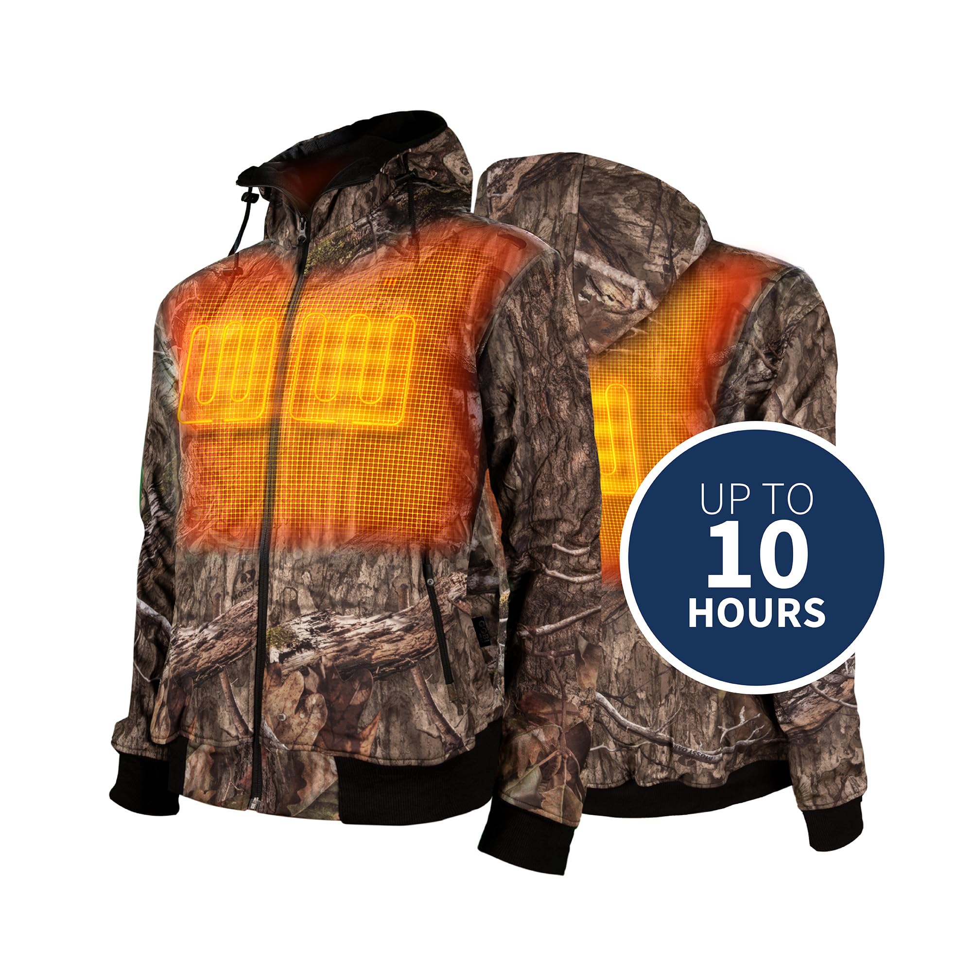 Heated Hunting Hoodie for Men - 3 Adjustable Heat Zones, 10-Hour Battery Life, Zippered Pockets | Includes Battery & USB Charging Cable | Ideal for Cold Weather Hunting, Camping & Outdoor Adventures