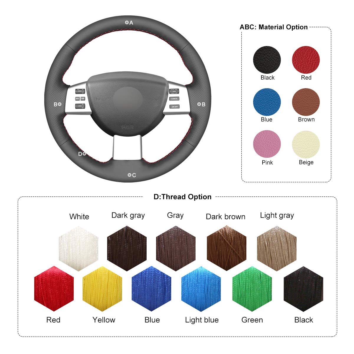 Premium Genuine Leather Steering Wheel Cover for Nissan Murano (2004-2007) & Altima (2004-2006) - Universal Fit, Non-Slip Grip, Easy Installation - Perfect for Daily Commuting & Road Trips