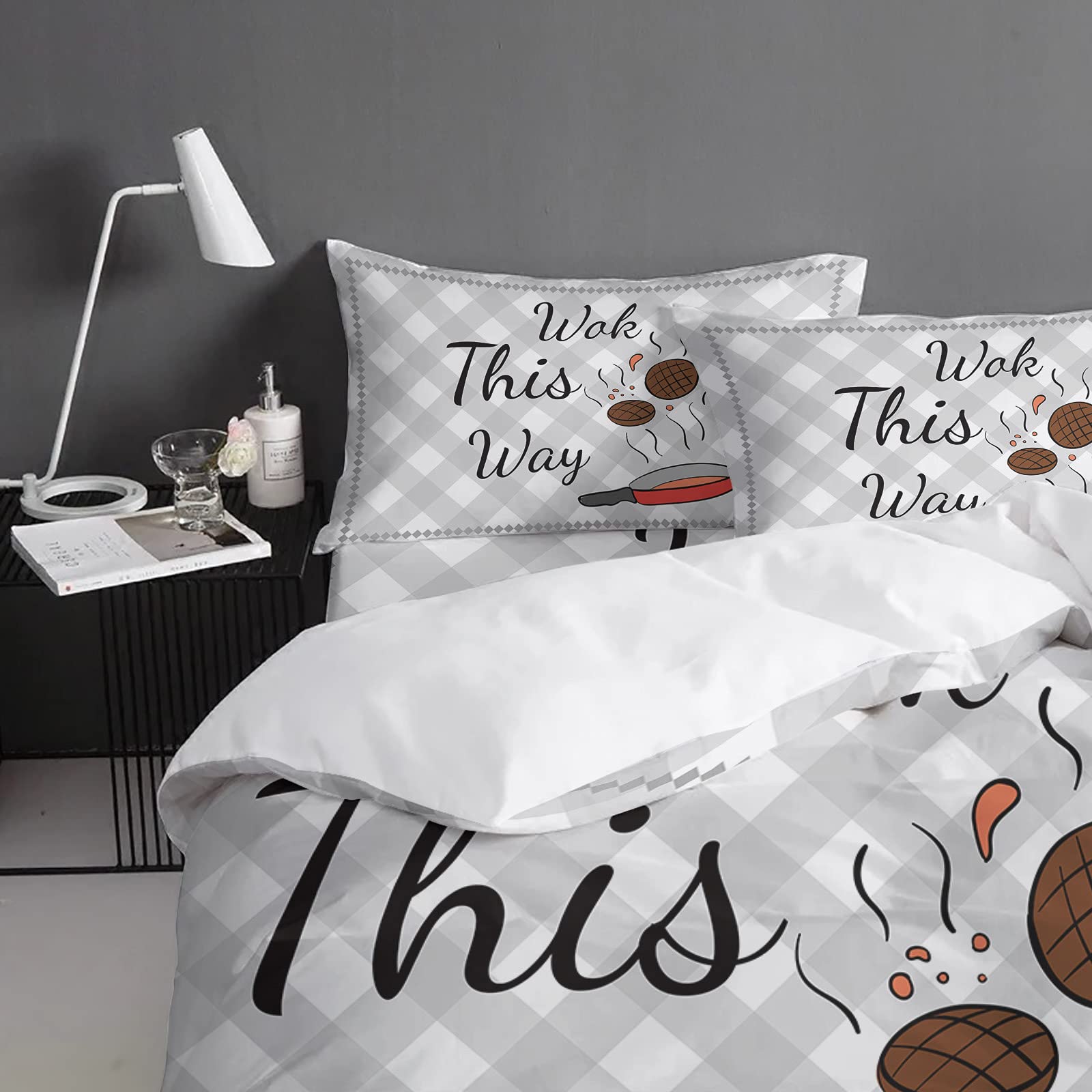 MuswannaA 4-Piece Duvet Cover Set - 1 Duvet Cover + 1 Flat Sheet + 2 Pillow Shams, Grey White Plaid Farmhouse Style Comforter Cover Twin Size for Kids & Adults | Perfect for Cozy Bedrooms, Guest Rooms & Country-Themed Decor