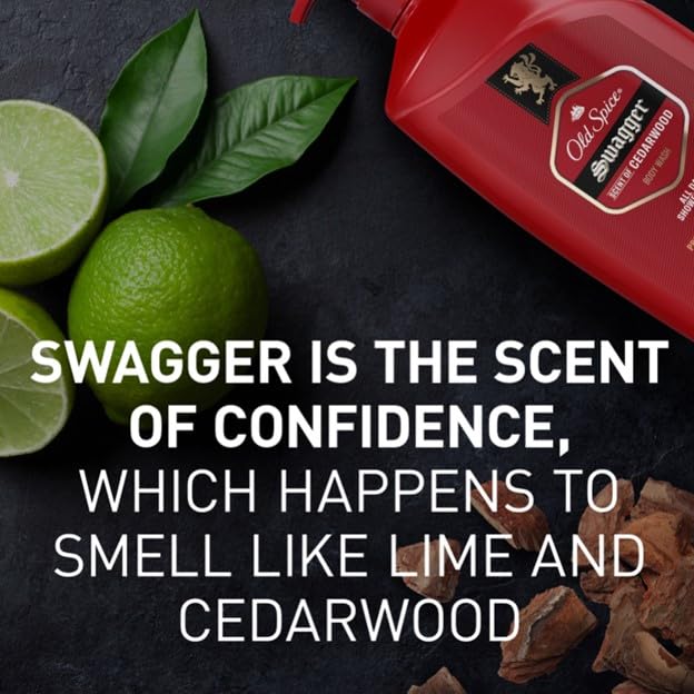 Old Spice Men's Body Wash 24/7 Shower Fresh - Cedarwood Scent, Long Lasting Fragrance, Red Collection, 24 fl oz (Pack of 4) - Perfect for Gym, Travel & Daily Shower Routine