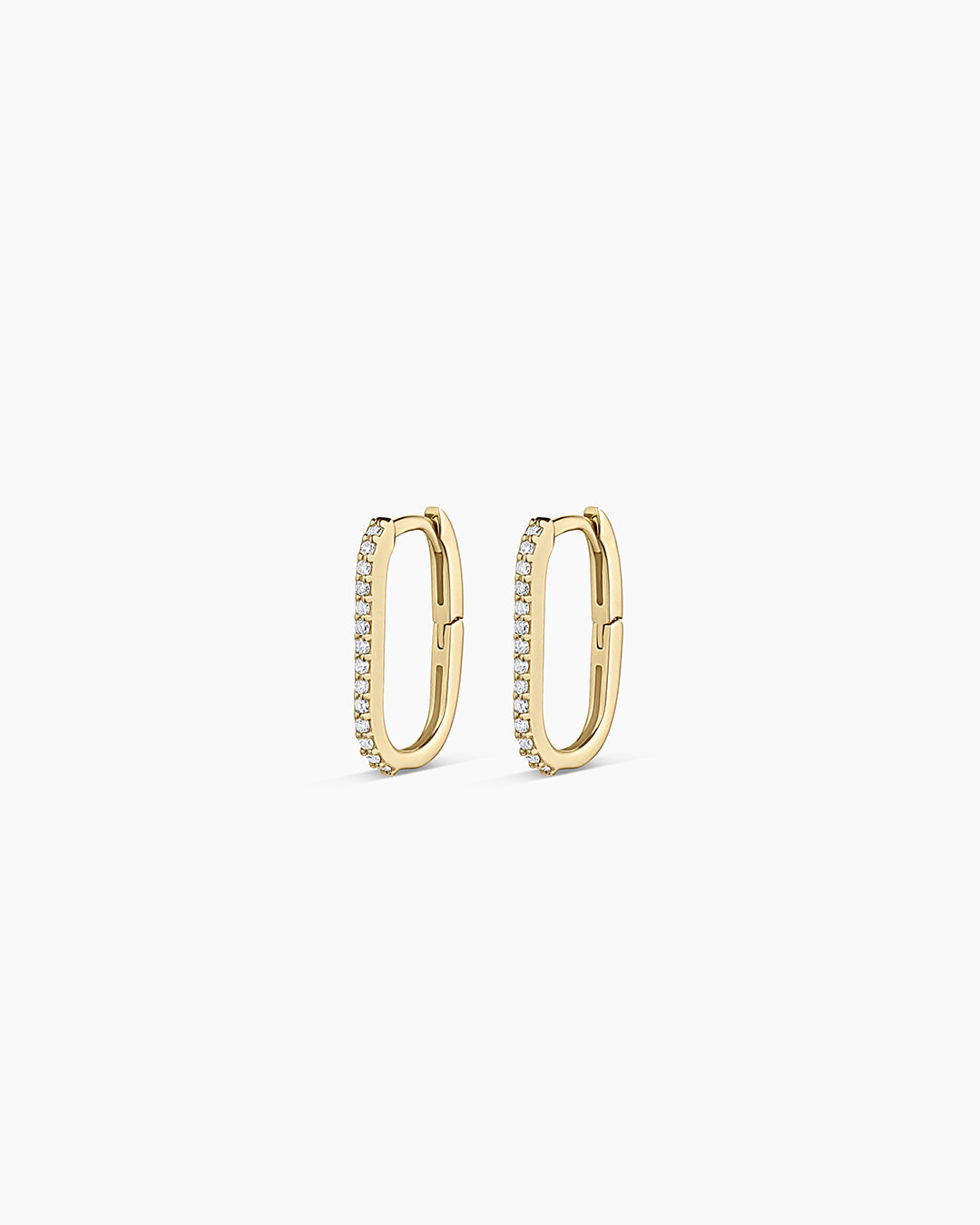 Diamond Parker Link Huggie Earrings for Women - Elegant Gold Hoop Huggies with CZ Stones - Perfect for Everyday Wear, Parties & Special Occasions