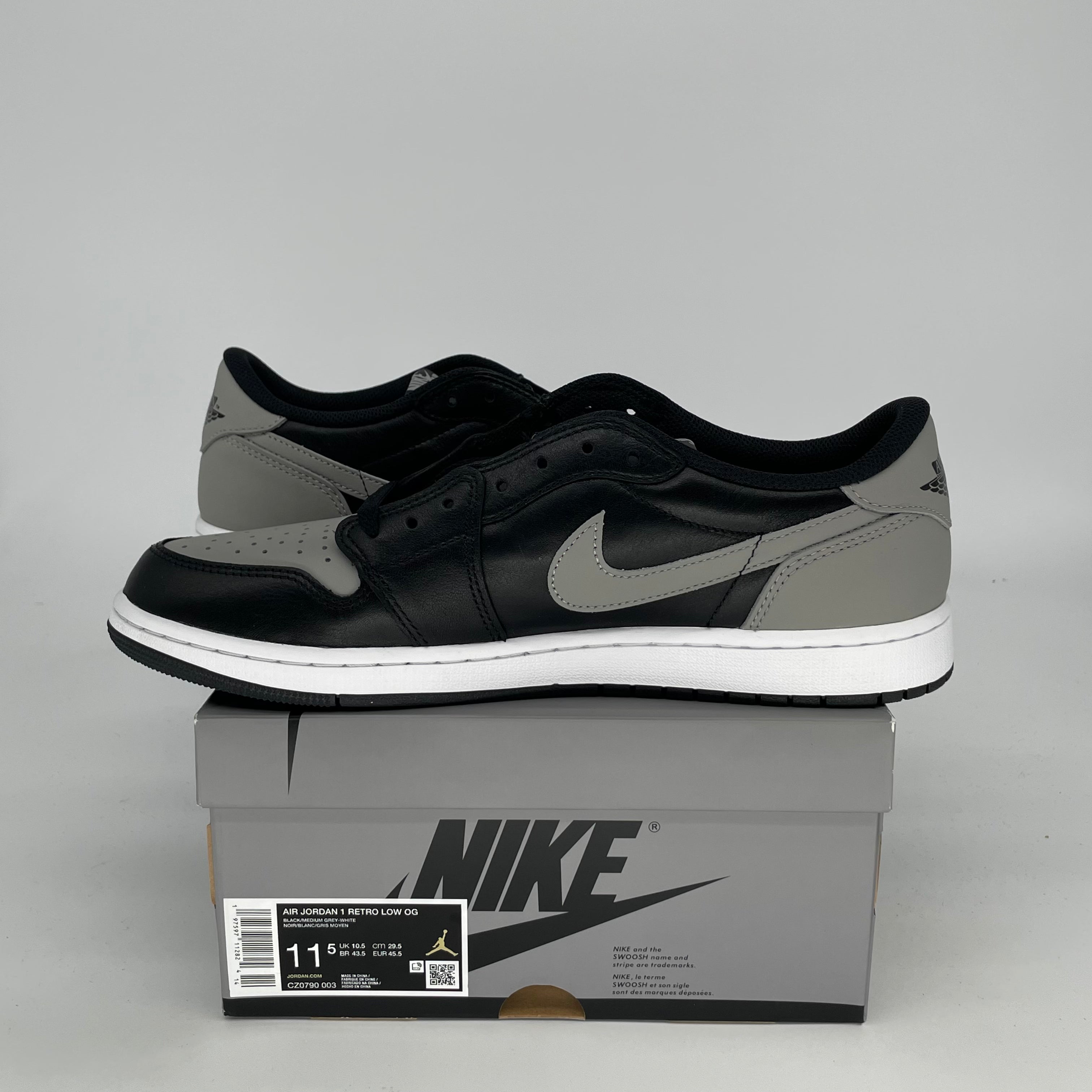 AIR JORDAN 1 LOW SHADOW Sneakers - Men's Size 11.5 (CZ0790-003) - Retro Basketball Shoes for Streetwear & Casual Outfits