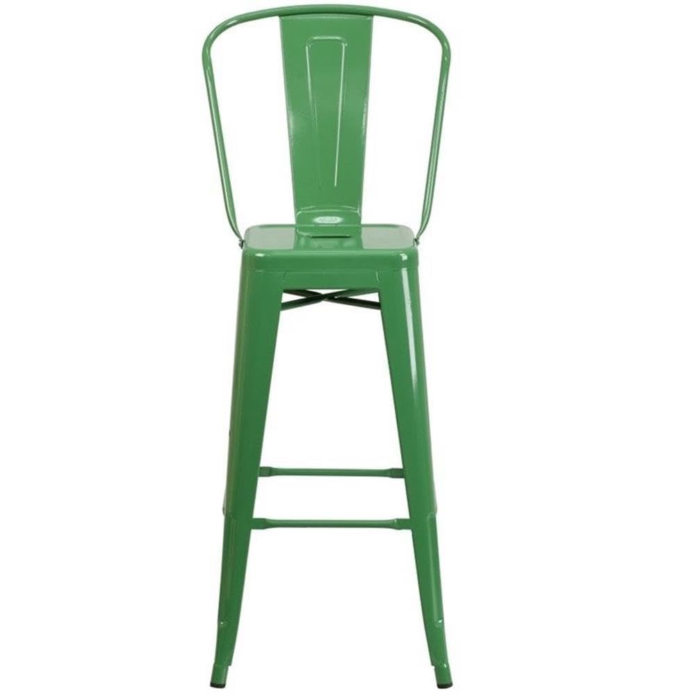 Green Metal Steel Bar Stools Set of 2 - 30