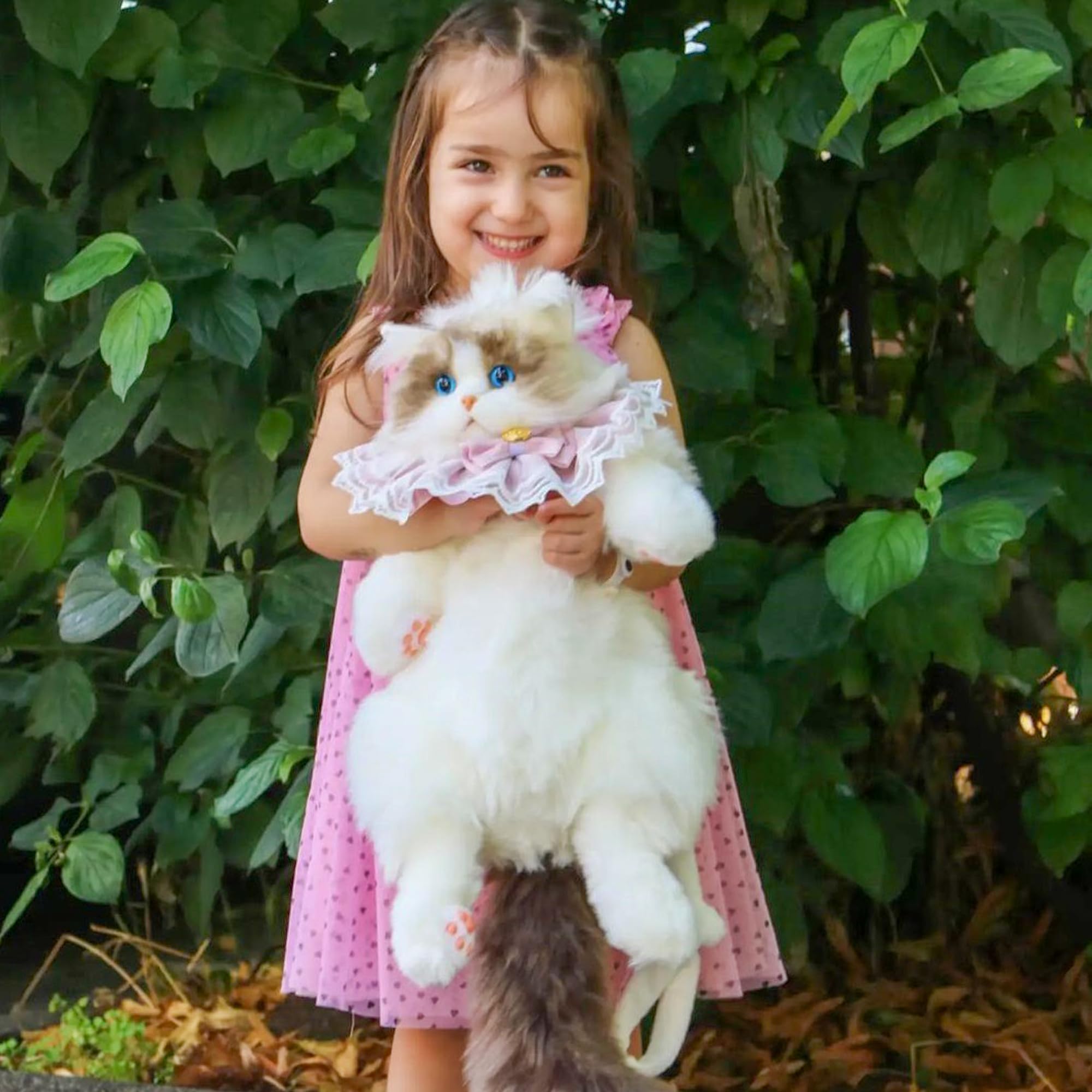 Realistic Cat Plush Backpack - Soft Stuffed Animal Backpack with Adjustable Straps for Kids & Adults - Perfect for School, Travel & Cosplay (White)