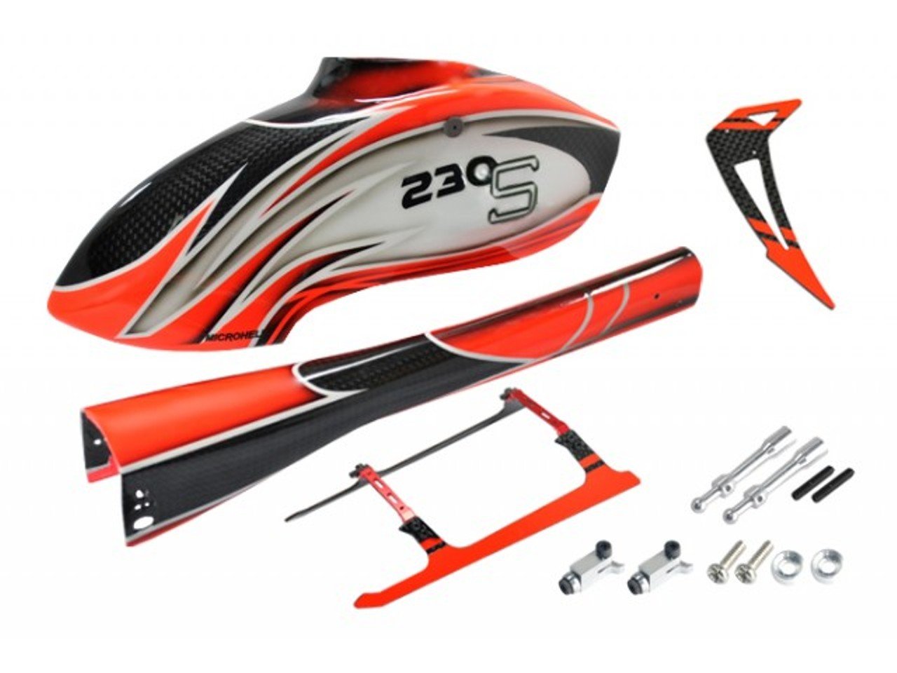 MICROHELI Airbrush Carbon Fiber Main Frame & Canopy Combo for Blade 230S V2 Smart RC Helicopter - Upgrade Parts for Enhanced Durability & Aesthetics - Perfect for RC Enthusiasts & Professional Pilots
