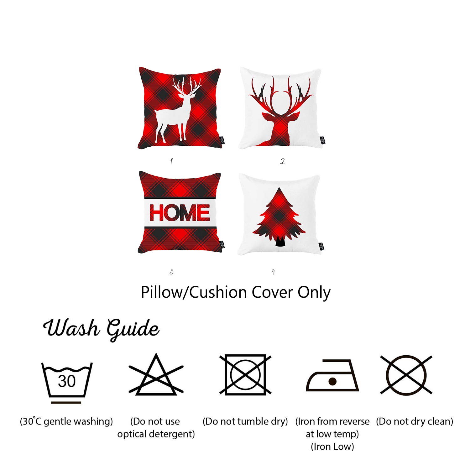 Santa & Merry Christmas Decorative Throw Pillow Covers - 18x18 Inch Holiday Cushion Covers with Festive Noel Tree Design for Sofa, Bed & Home Decor