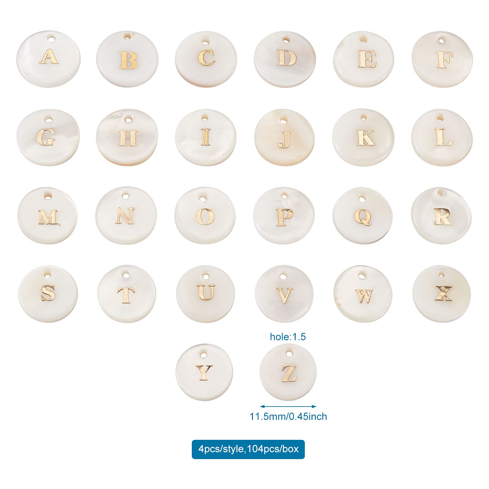 KISSITTY 1 Box Natural White Freshwater Shell Charms - Alphabet A-Z & Numbers for DIY Jewelry Making (Earrings, Necklaces, Bracelets) - Perfect for Beach Theme Crafts, Boho Accessories & Gift Packaging