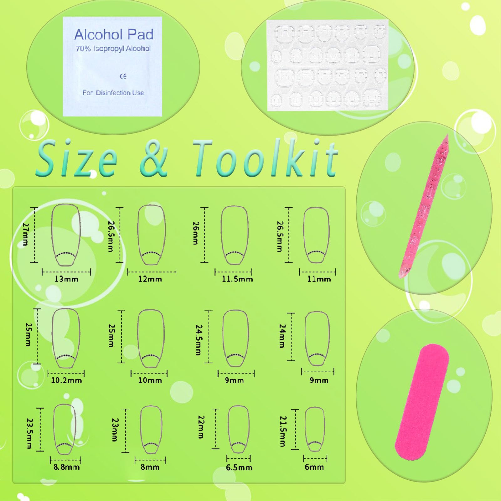 Premium 24Pcs Coffin Press-On Nails - Medium White Gradient with Glossy Finish & Light Pink Transparent Tips | Fake Nails with Strong Glue | Artificial Stick-On Nails for Women | Perfect for Parties, Weddings & Special Occasions