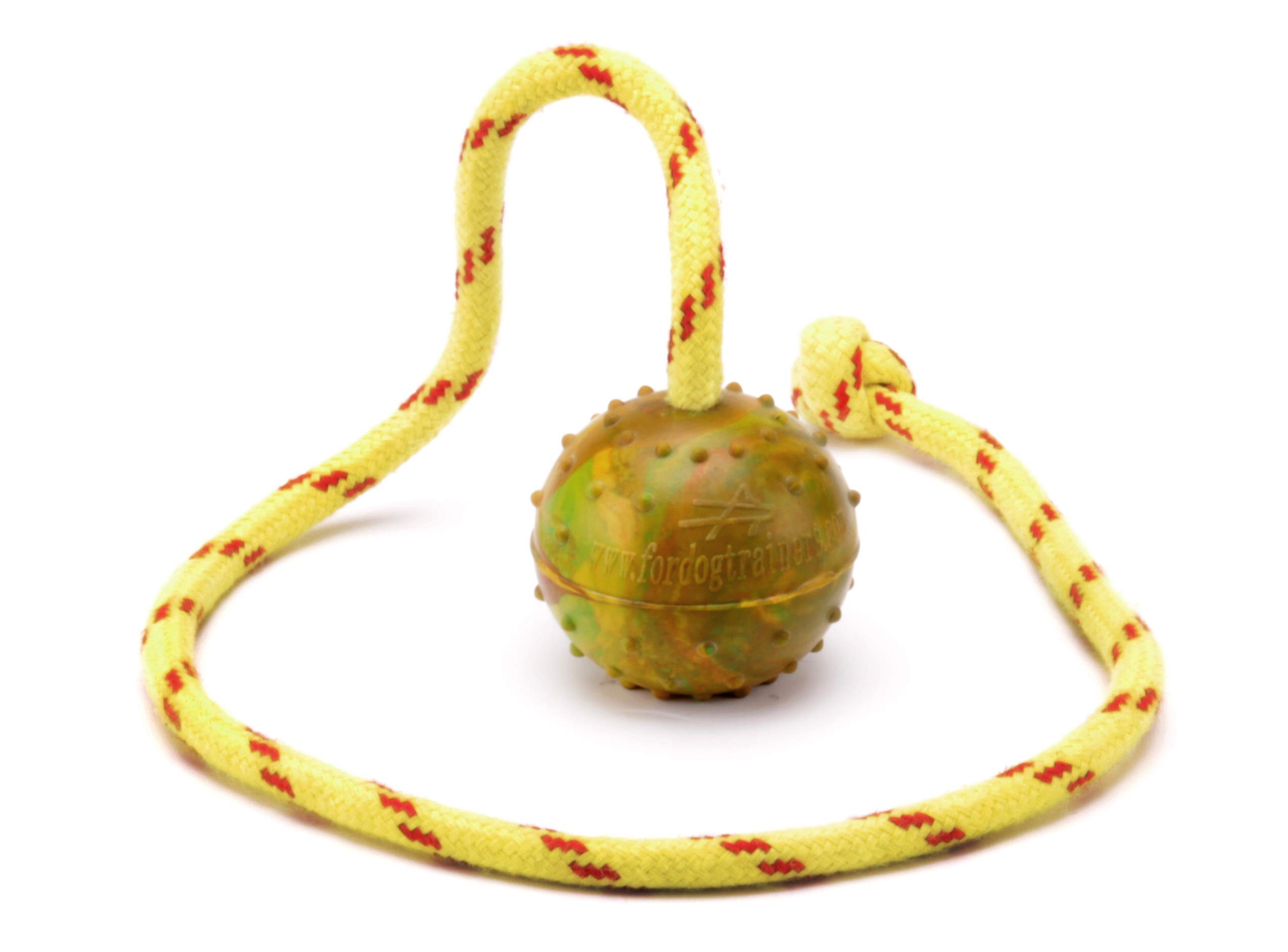 Durable Natural Rubber Rope Ball Dog Toy for Puppy Training, Teeth Cleaning & Fetch Games - Interactive Tug Toy for Schutzhund Sport & Outdoor Play - Perfect for Training Rewards, Bonding & Dental Care