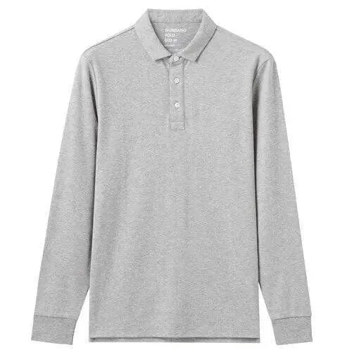 Premium Thick Cotton Men's Polo Shirt - Long Sleeve Casual Button Down Shirt for Business, Golf & Everyday Wear